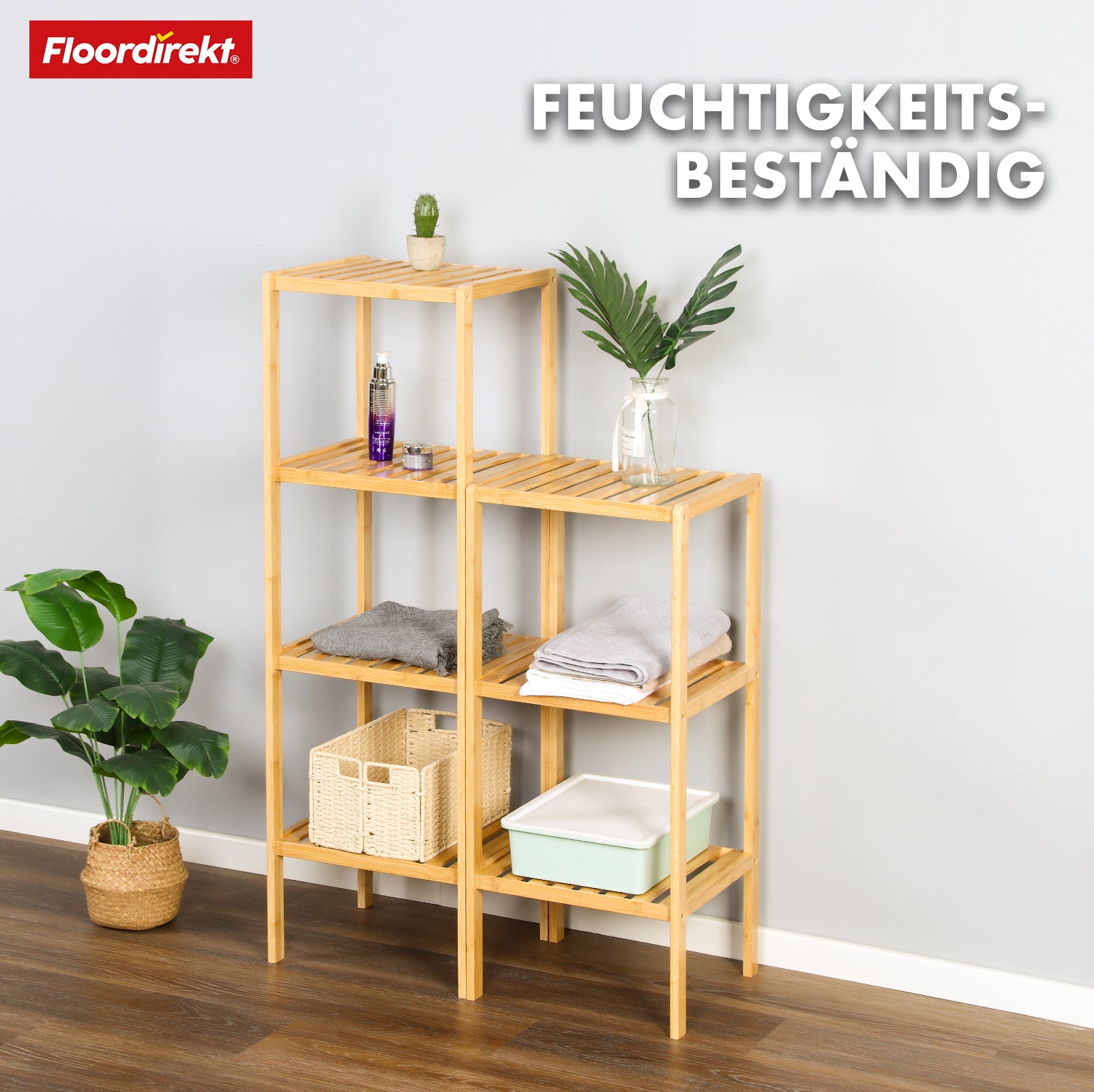 Bambus-Standregal | Lowa | Ideal zur kreativen Anordnung Ihrer Wohnaccessoires | Verfügbar in 3 Größen