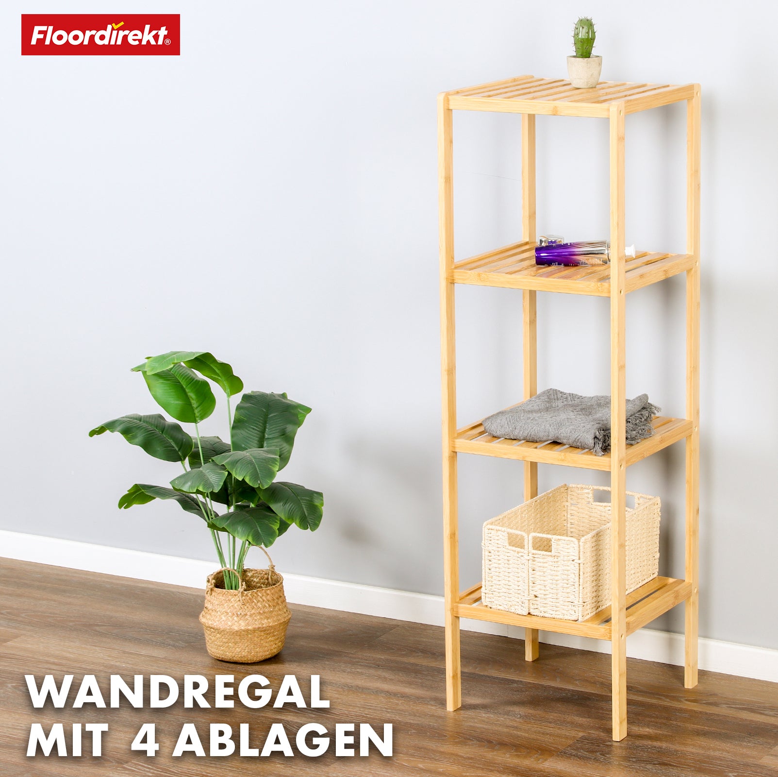 Bambus-Standregal | Lowa | Ideal zur kreativen Anordnung Ihrer Wohnaccessoires | Verfügbar in 3 Größen