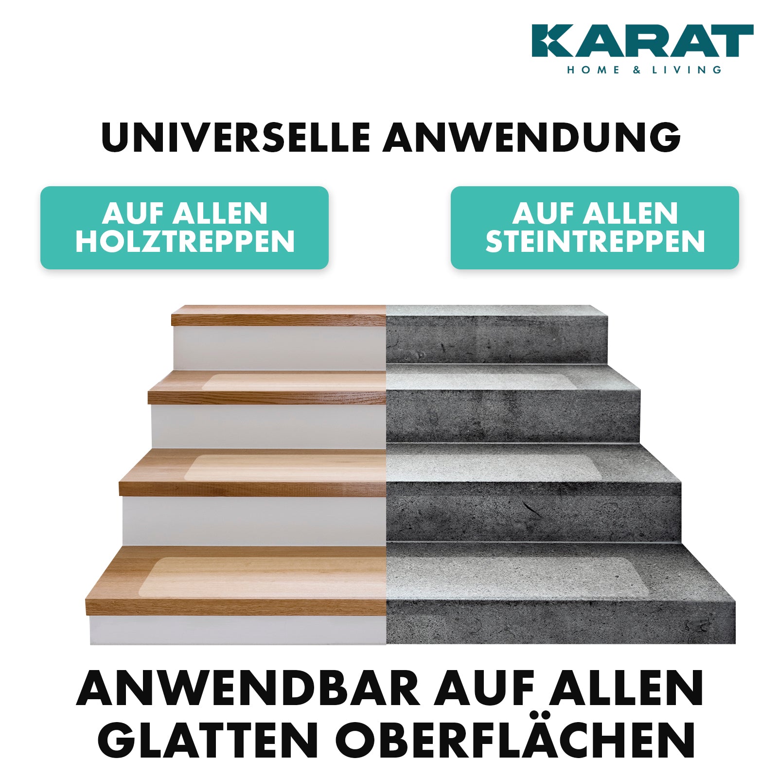 Antirutsch-Streifen für Treppen | Henri | Strukturierte Oberfläche | Selbstklebend | 15er Set inklusive Montageroller | Transparent | 10 x 60 cm