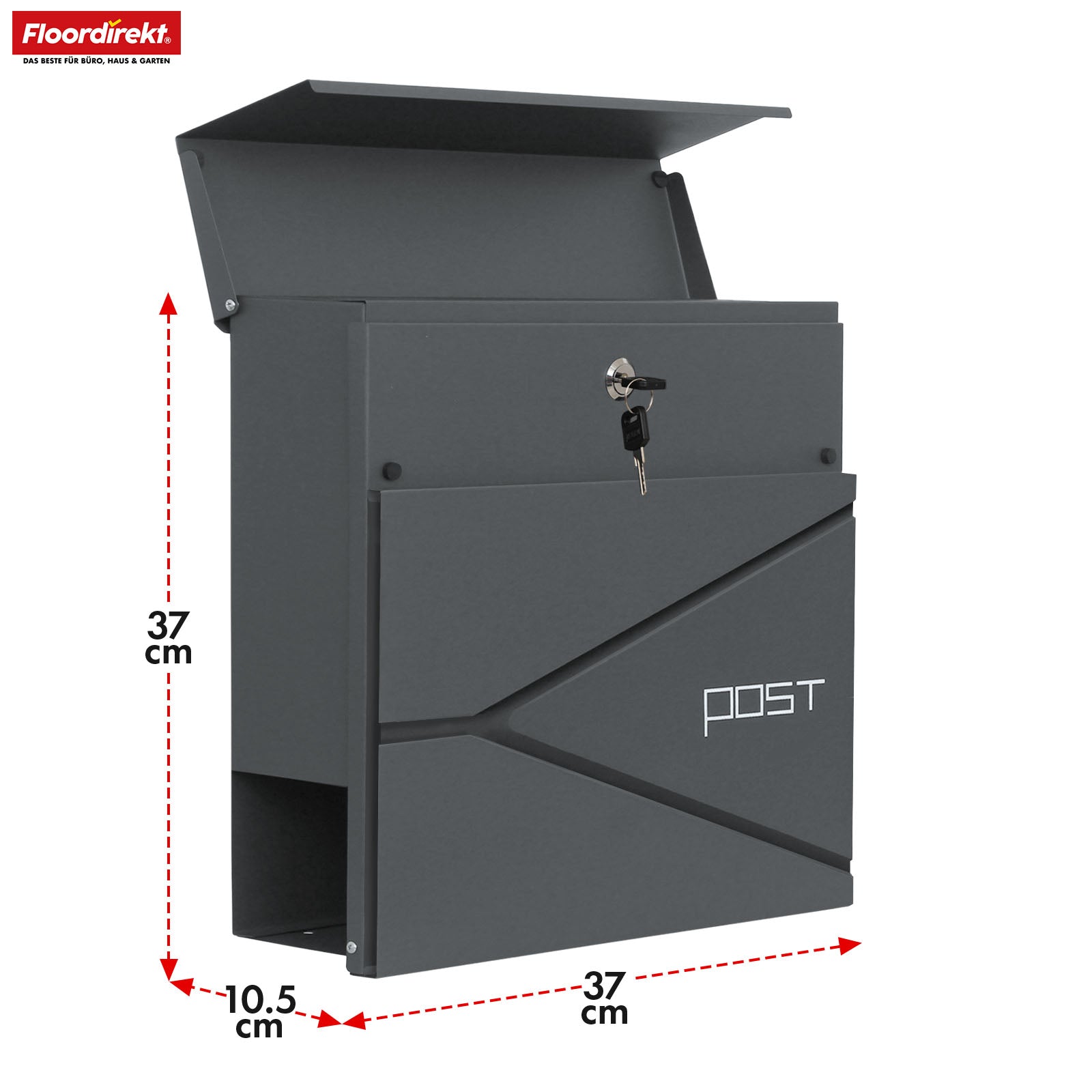 Briefkasten | Armand | Wetterfester Stahlbriefkasten mit C4-Einwurf und integriertem Zeitungsfach