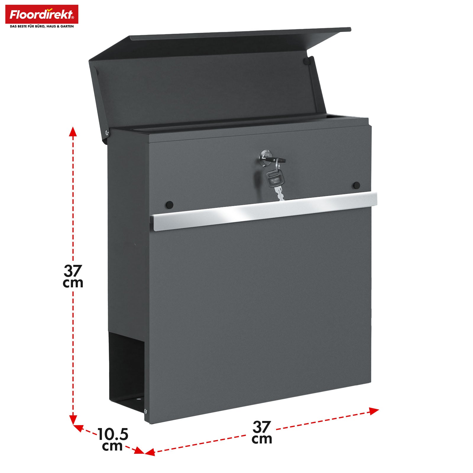 Briefkasten | Gaston | Moderner Wandbriefkasten mit Zeitungsfach & Edelstahl-Namensschild in Anthrazit