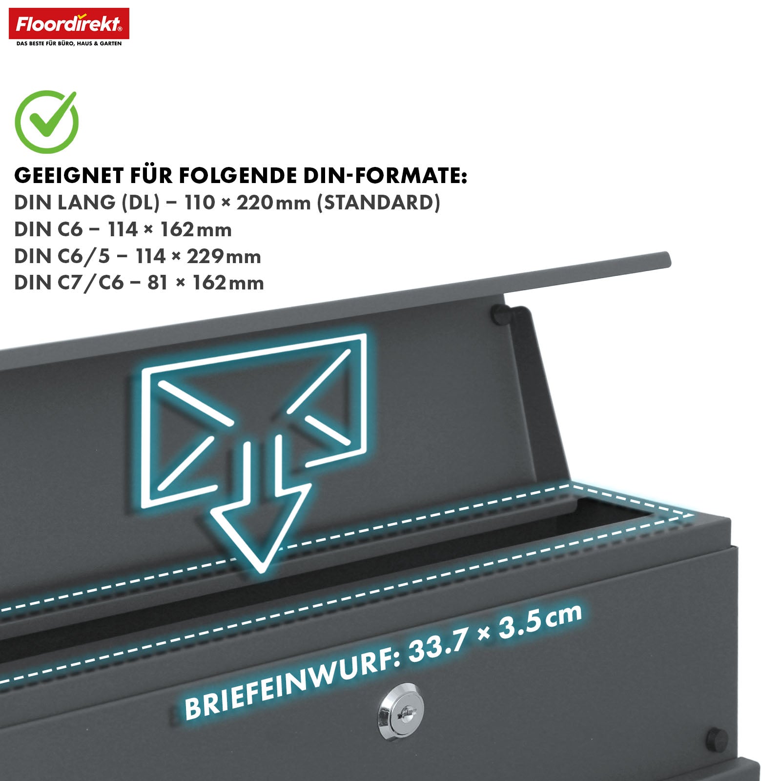 Briefkasten | Armand | Wetterfester Stahlbriefkasten mit C4-Einwurf und integriertem Zeitungsfach