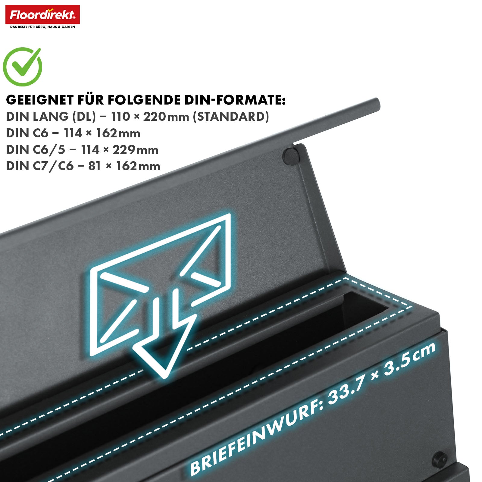 Briefkasten | Jules | Anthrazitfarbener Wandbriefkasten mit Sichtfenstern und Zeitungsfach