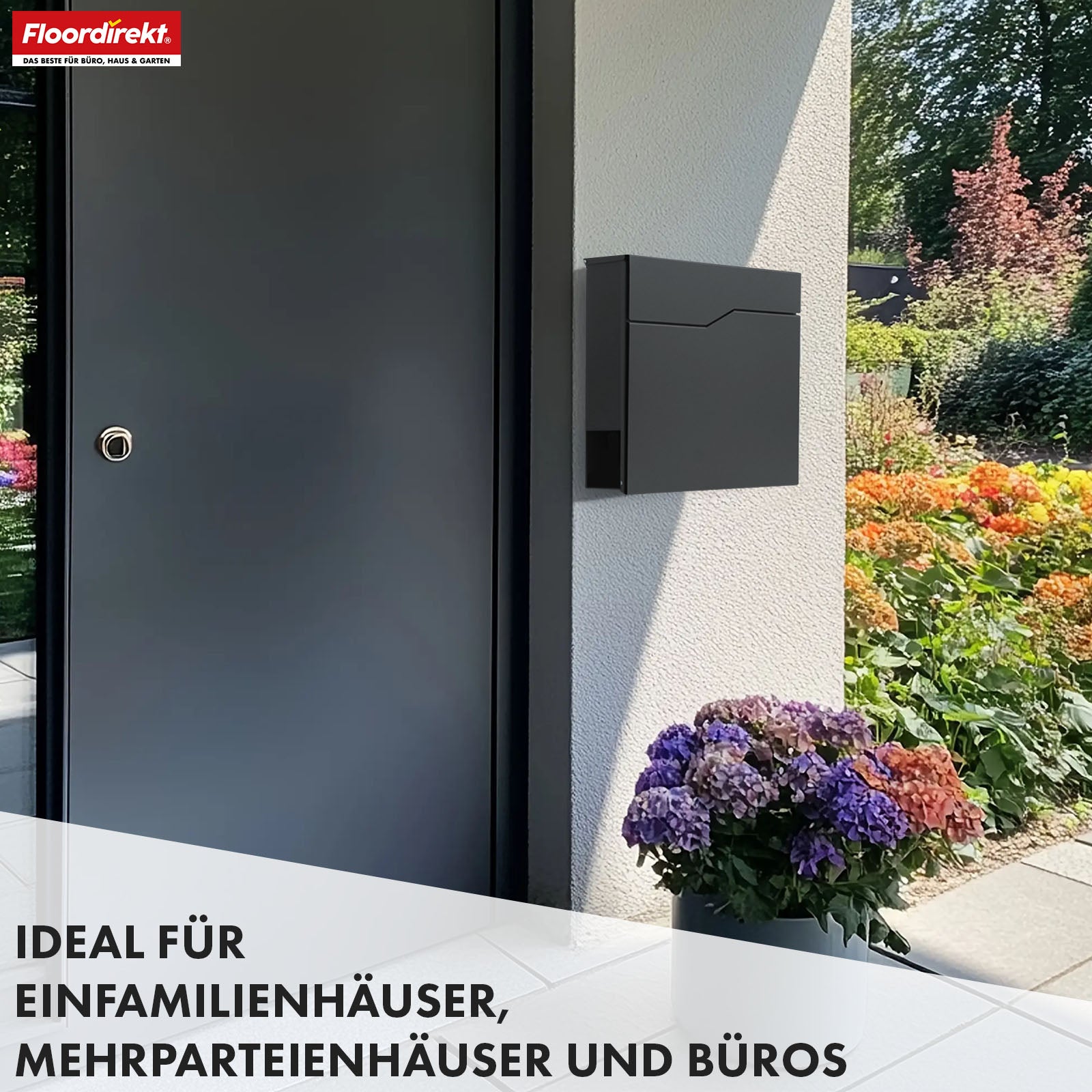 Briefkasten | Jean | Stabiler Stahlbriefkasten mit Zeitungsfach und großer Einwurfklappe