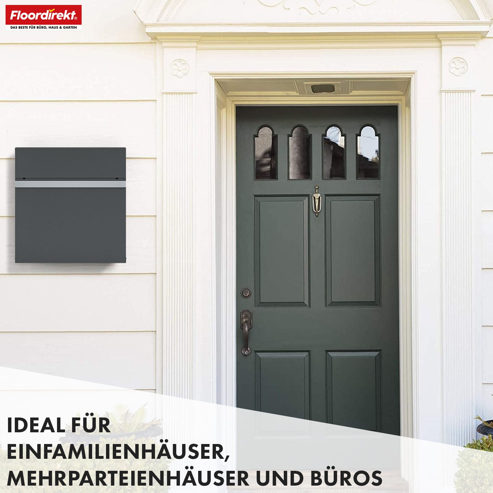 Briefkasten | Gaston | Moderner Wandbriefkasten mit Zeitungsfach & Edelstahl-Namensschild in Anthrazit