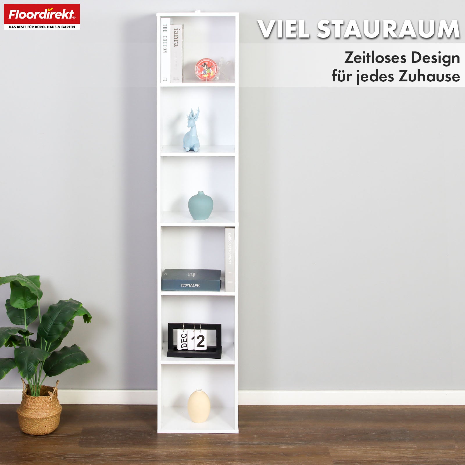 Bücherregal | Delaware | Standregal mit 6 offenen Ablagen, platzsparend & modern