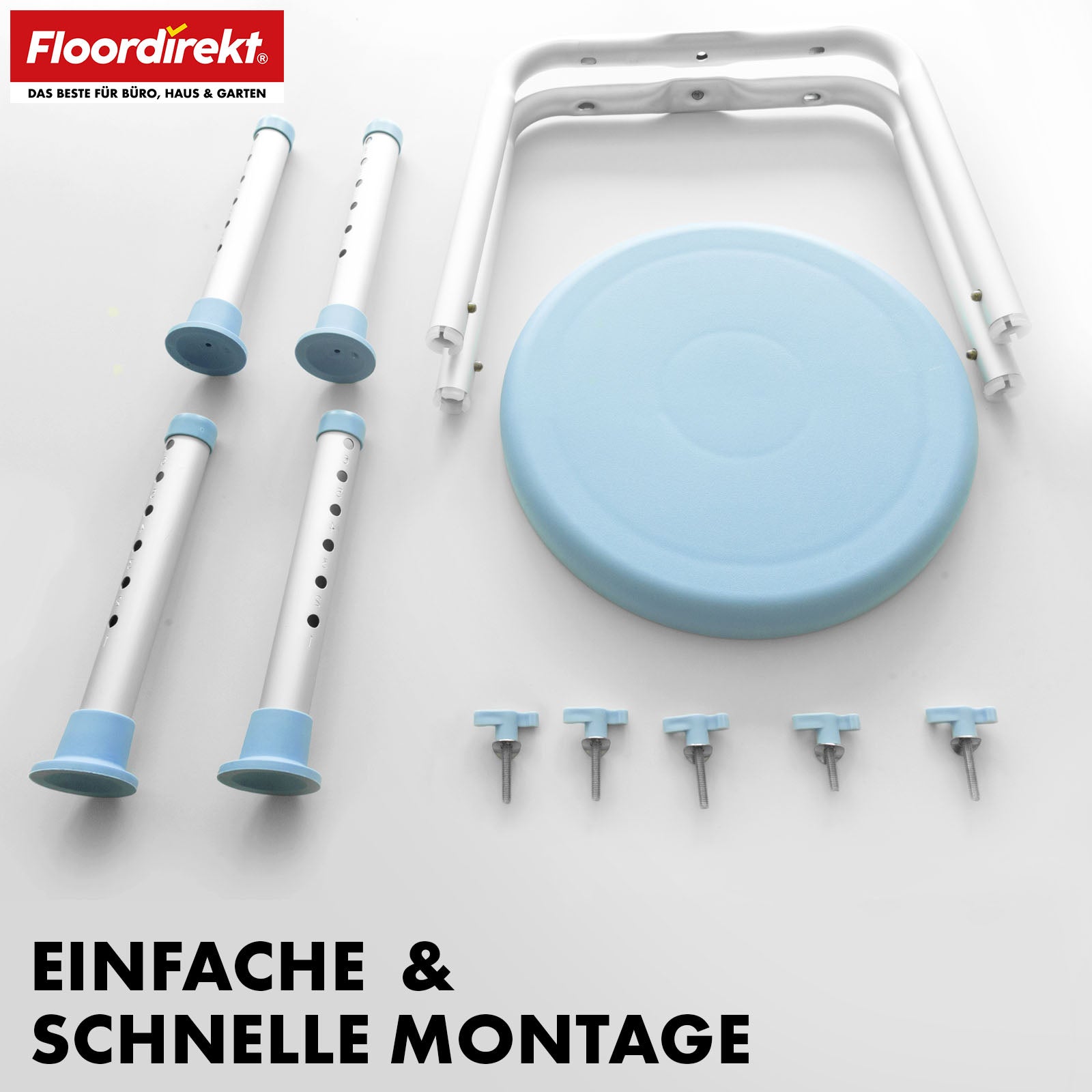 Dusch- und Badhocker | Pedro | Höhenverstellbar & 360° drehbar | Rutschfest & belastbar bis 150 kg