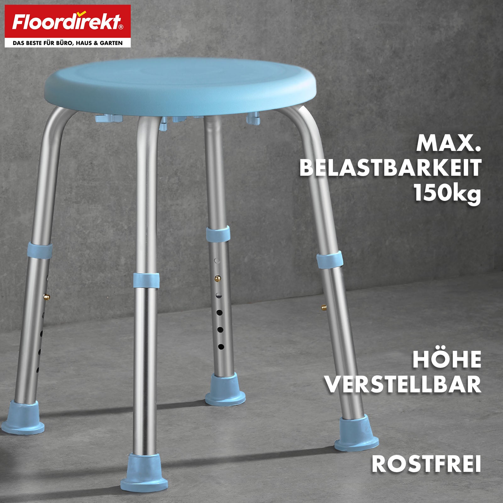 Dusch- und Badhocker | Pedro | Höhenverstellbar & 360° drehbar | Rutschfest & belastbar bis 150 kg