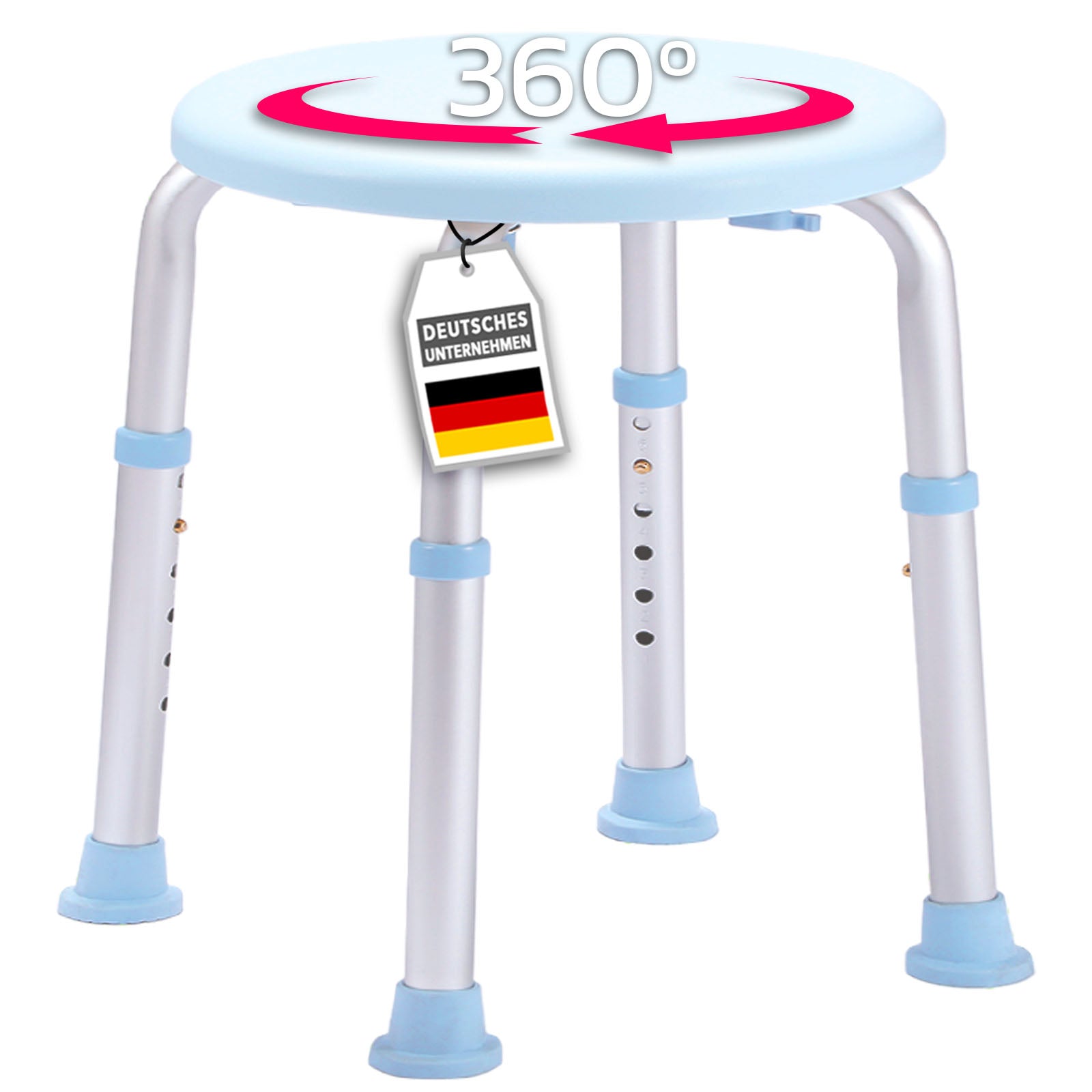 Dusch- und Badhocker | Pedro | Höhenverstellbar & 360° drehbar | Rutschfest & belastbar bis 150 kg