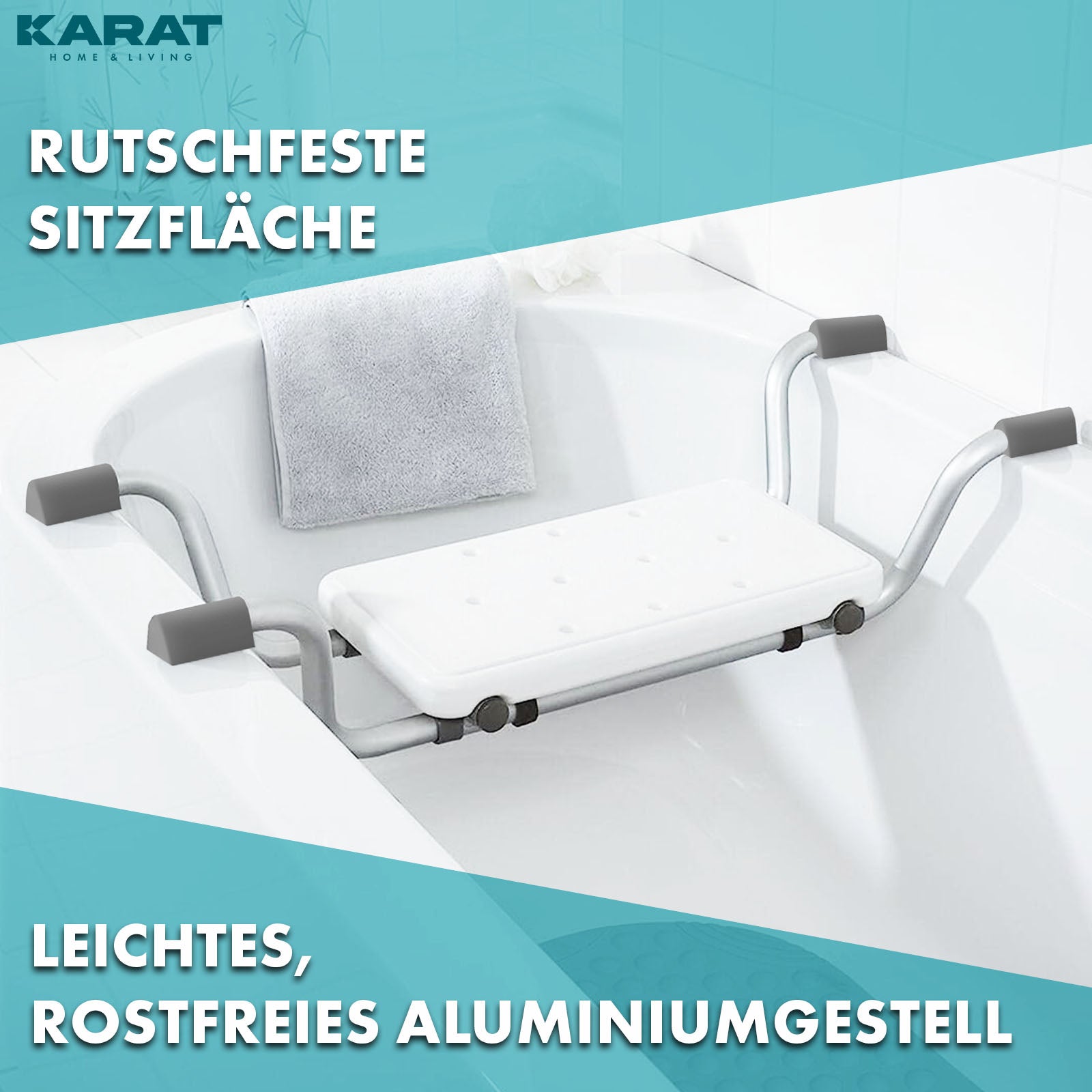 Badewannensitz | Levi | Verstellbarer & Rutschfester Sitz aus Aluminium | Belastbar bis 150 kg