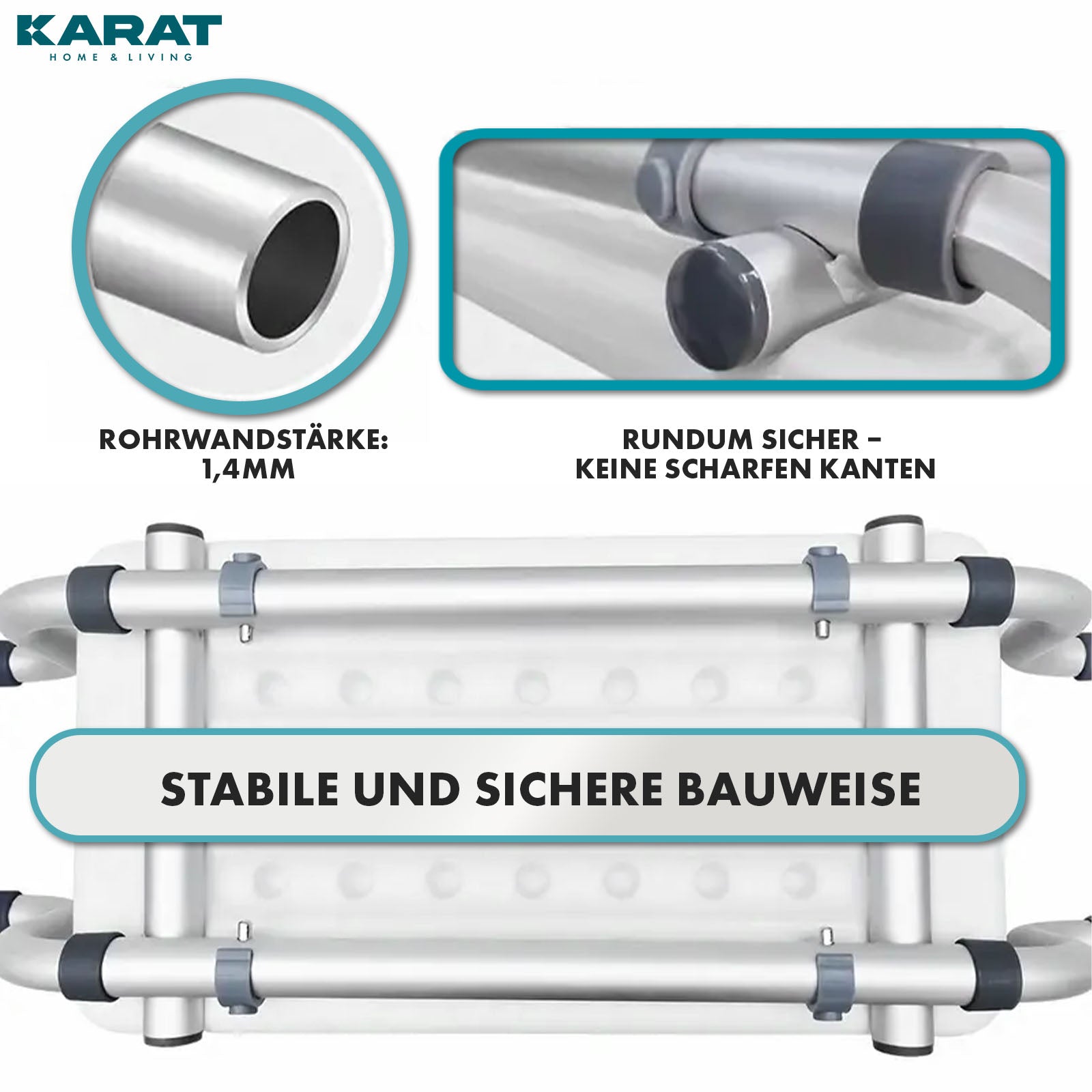 Badewannensitz | Levi | Verstellbarer & Rutschfester Sitz aus Aluminium | Belastbar bis 150 kg