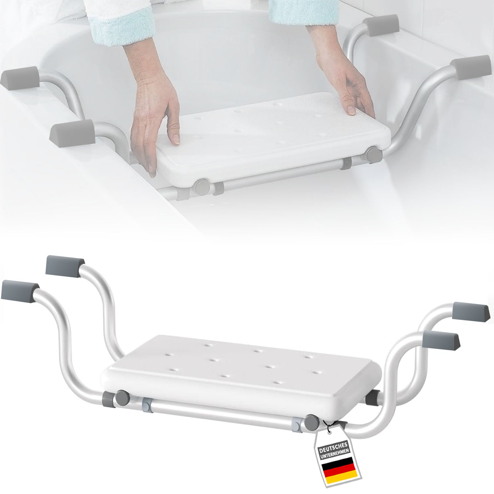 Badewannensitz | Levi | Verstellbarer & Rutschfester Sitz aus Aluminium | Belastbar bis 150 kg