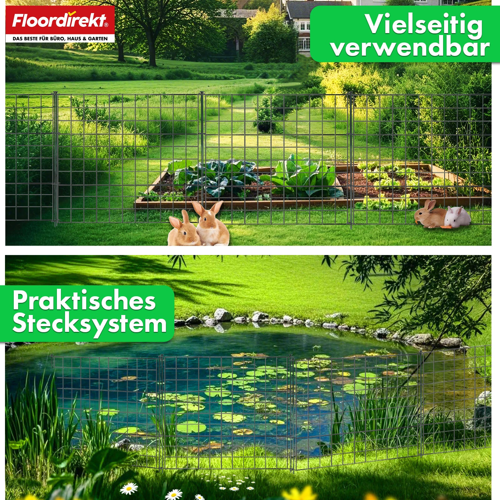 Gitterzaun | Pablo | 5-teiliges Metall-Steckzaun-Set | Erweiterbar für Garten, Teich & Tiere