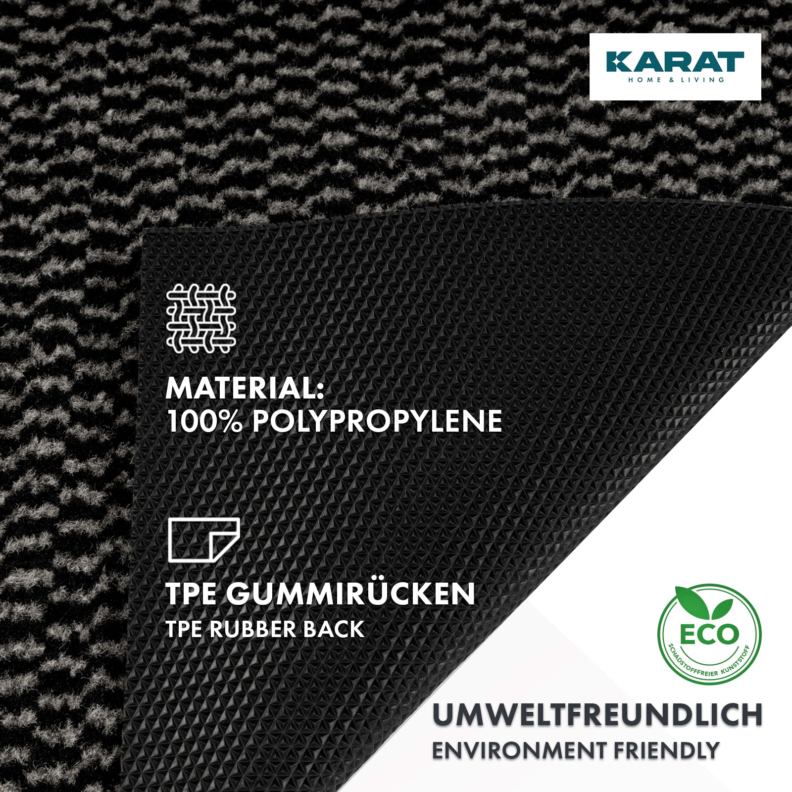 Schmutzfangmatte Melange | Türvorleger für innen und außen | Pflegeleicht | Rutschhemmend