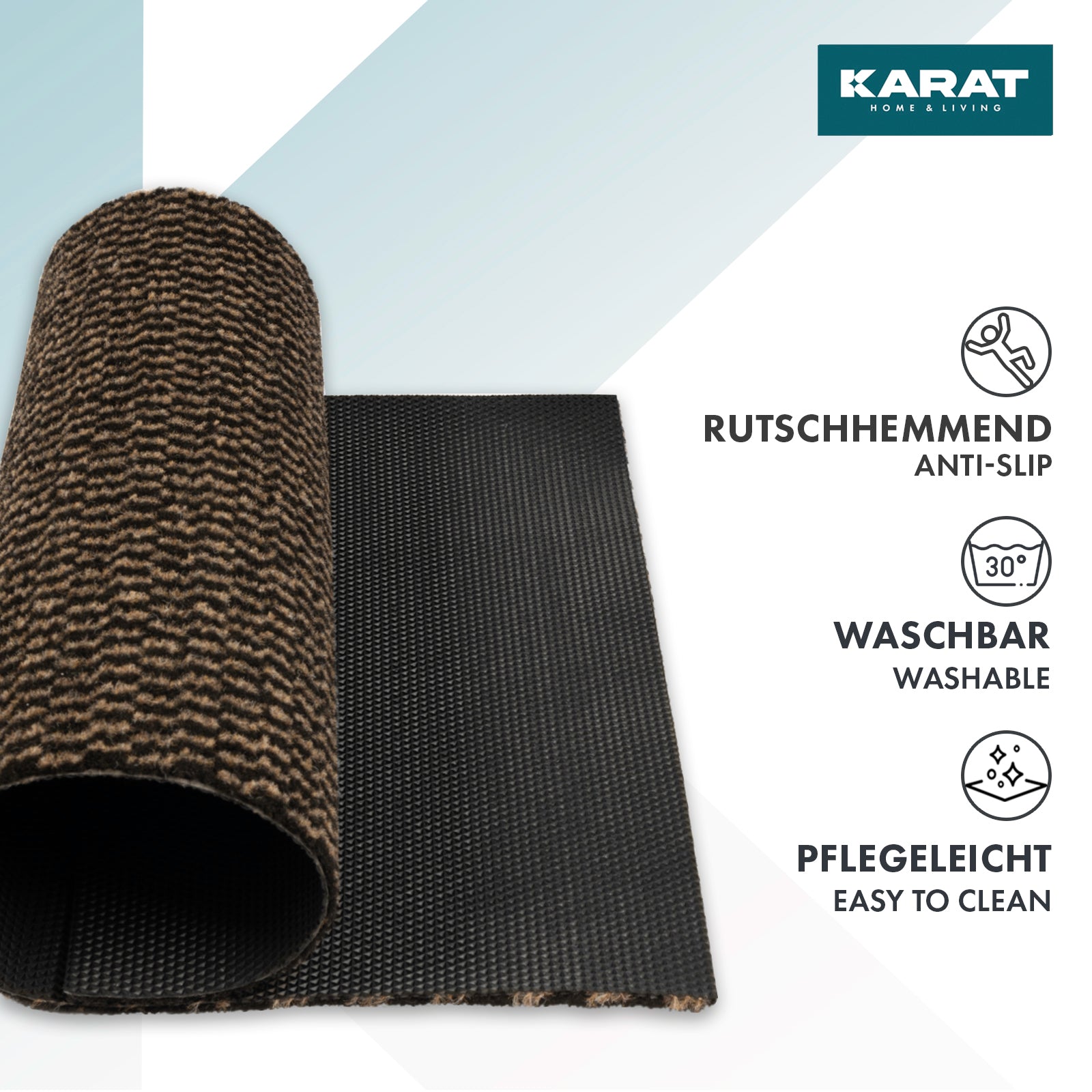 Schmutzfangmatte Melange | Türvorleger für innen und außen | Pflegeleicht | Rutschhemmend