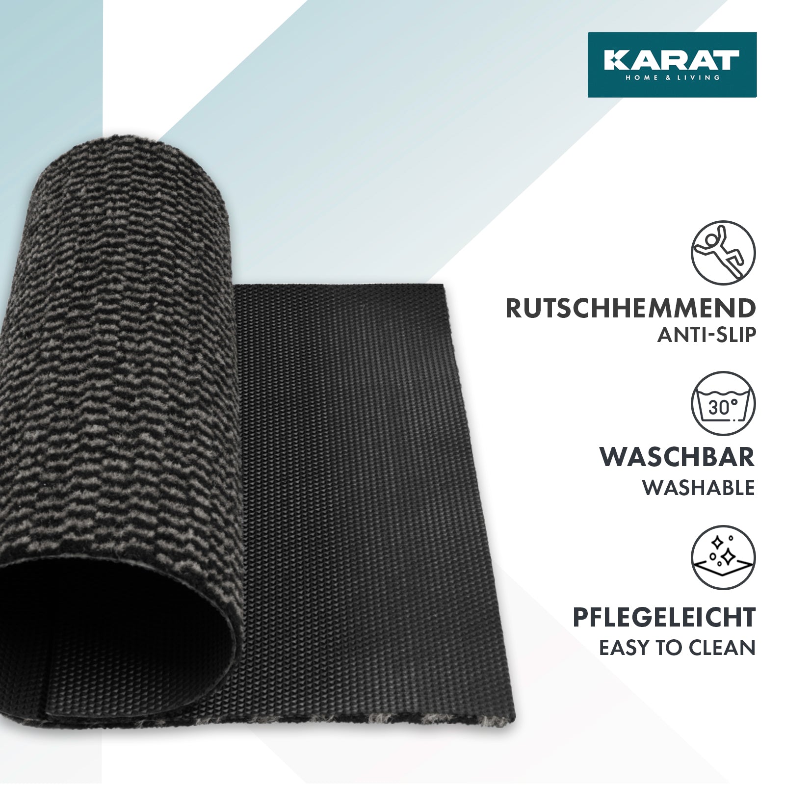 Schmutzfangmatte Melange | Türvorleger für innen und außen | Pflegeleicht | Rutschhemmend