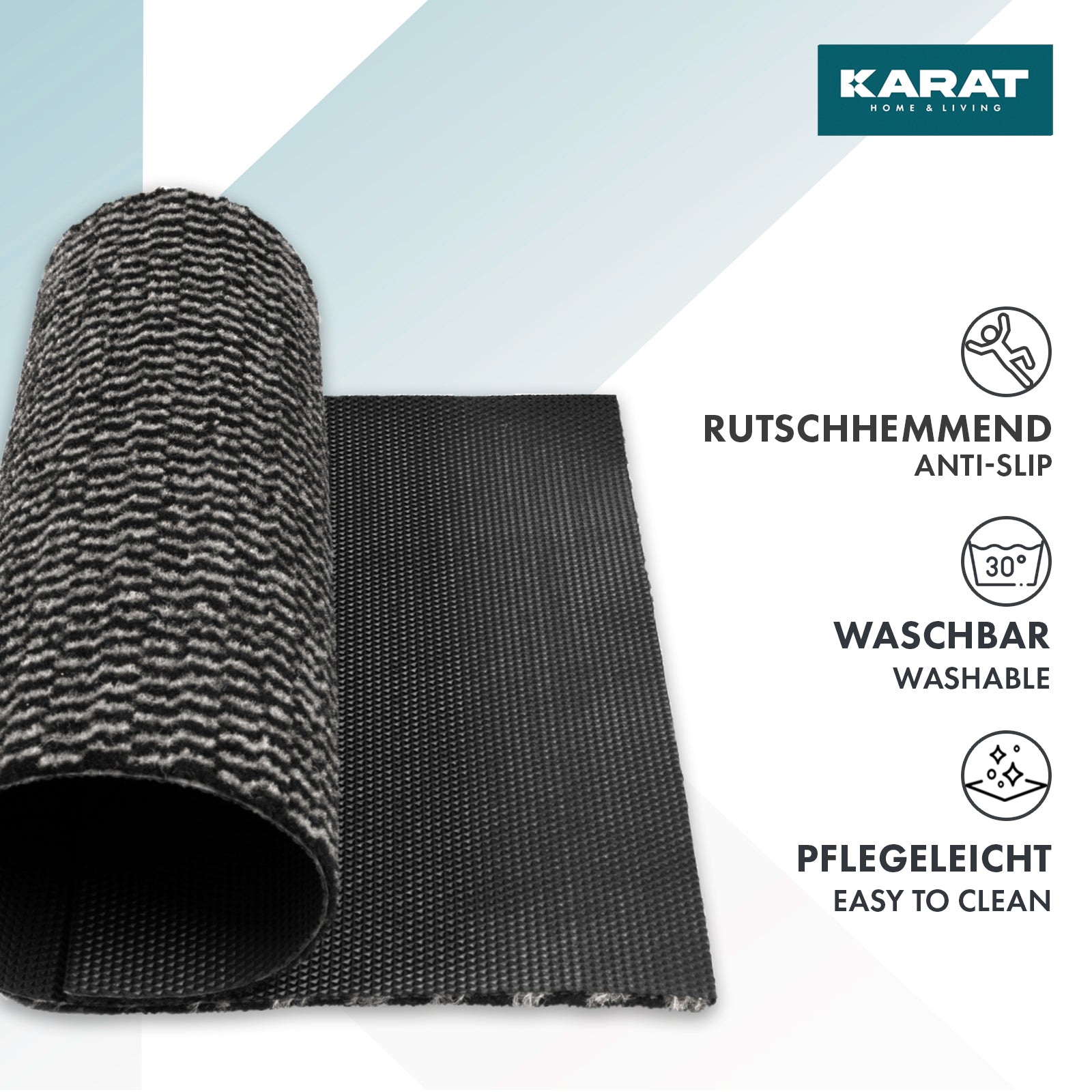 Schmutzfangmatte Melange | Türvorleger für innen und außen | Pflegeleicht | Rutschhemmend