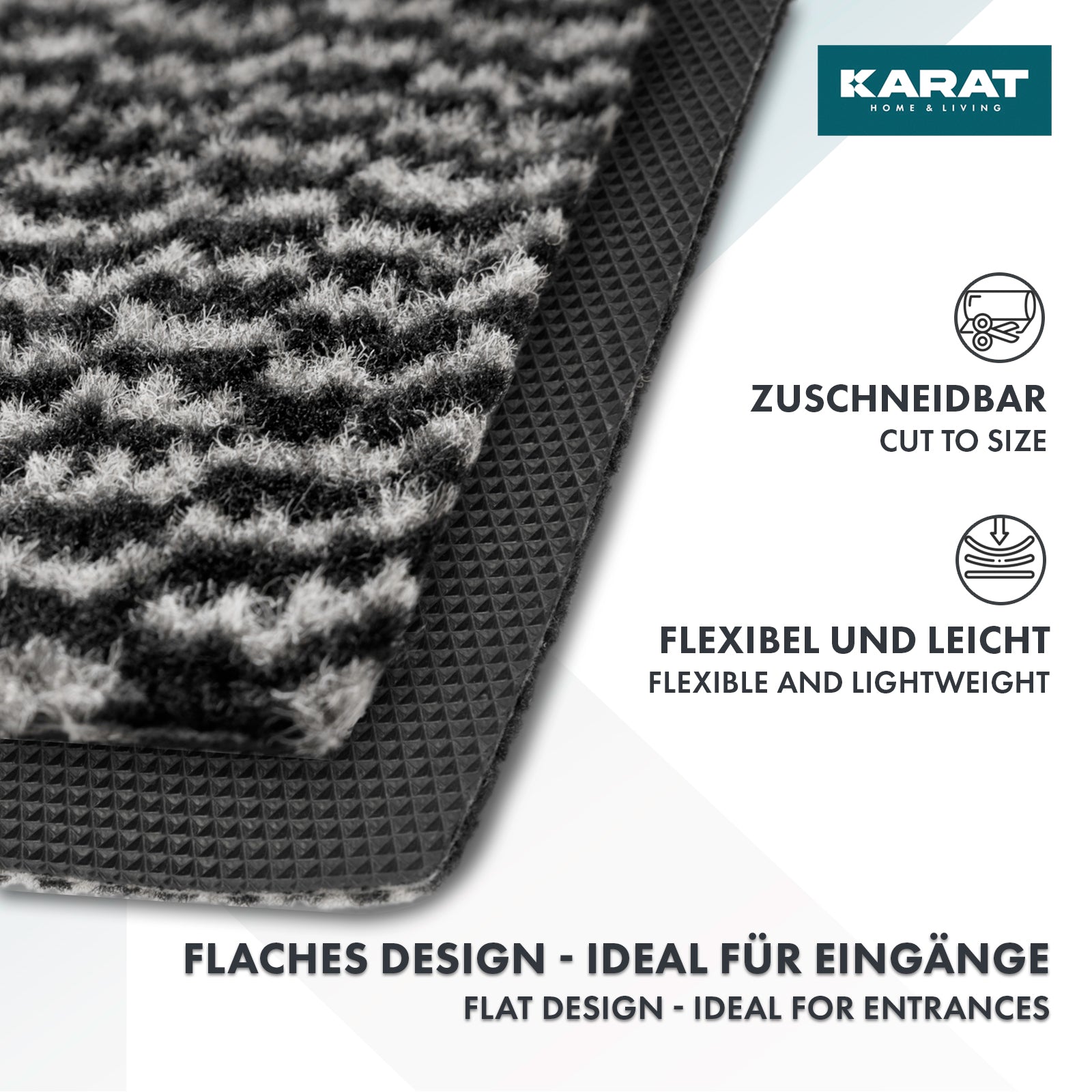 Schmutzfangmatte Melange | Türvorleger für innen und außen | Pflegeleicht | Rutschhemmend