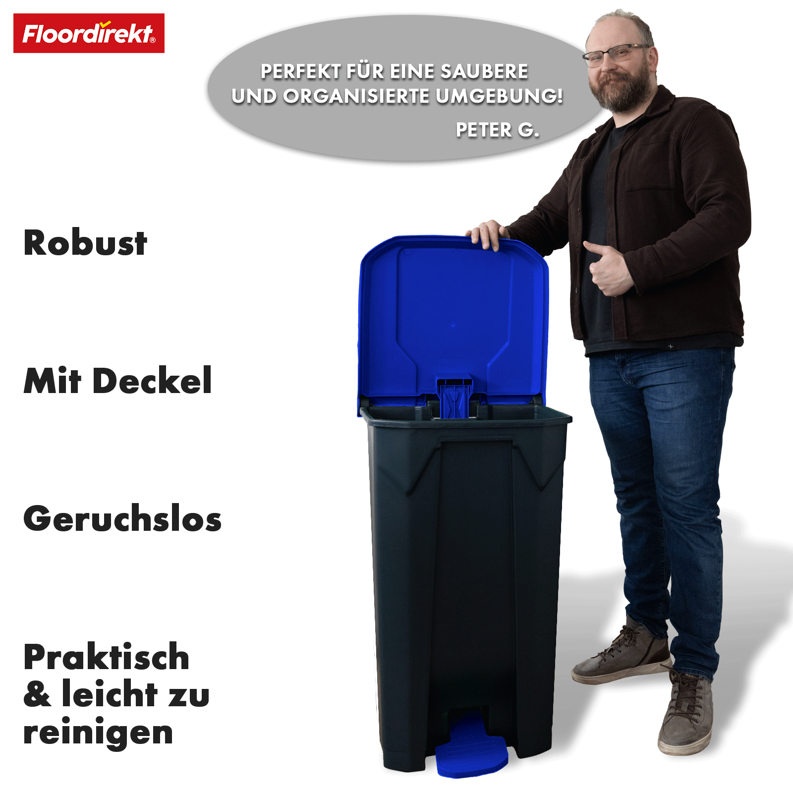 Mülleimer | Olaf | Robuster Step-On Abfalleimer | Für Haushalt, Büro & Gewerbe | Verschiedene Farben & Größen