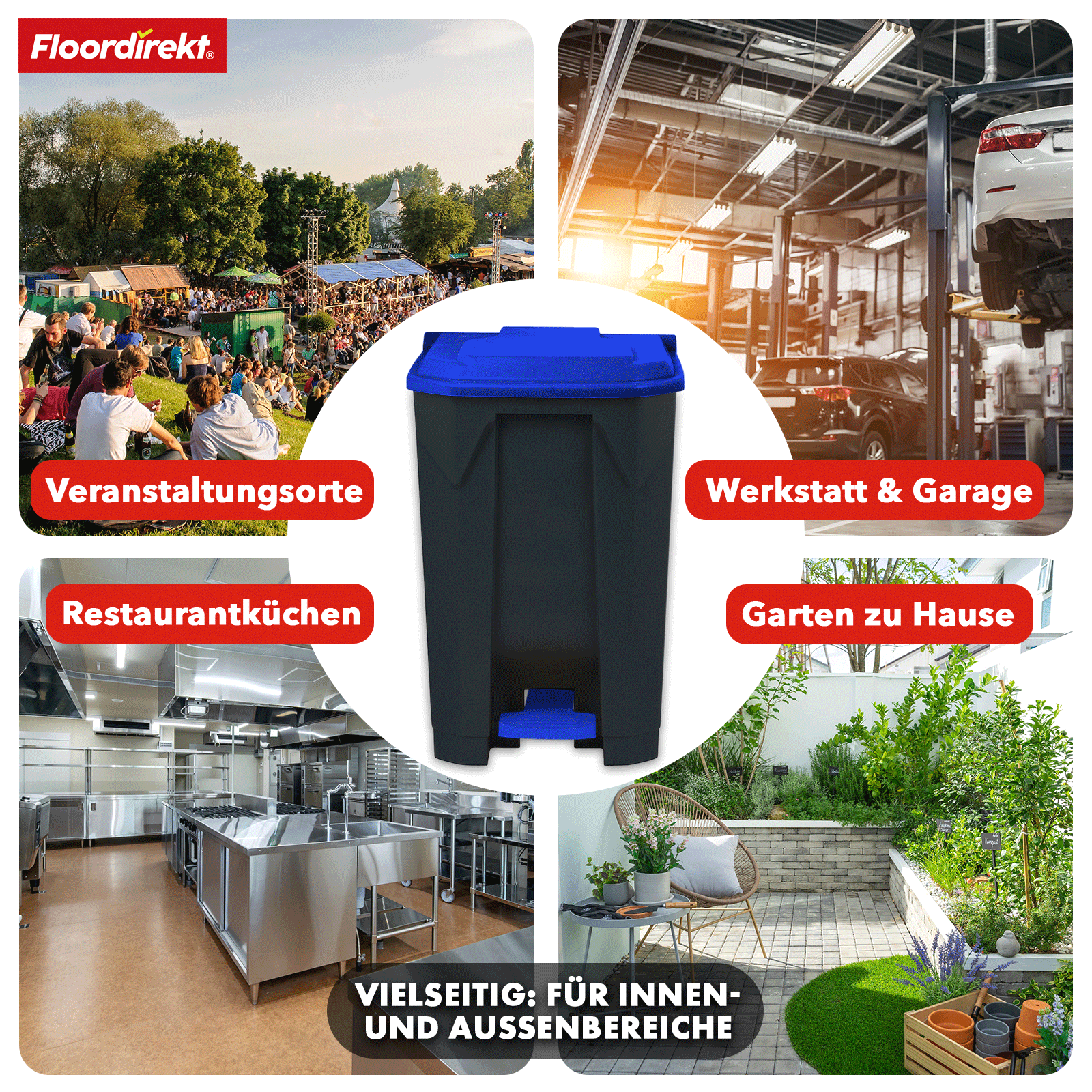 Mülleimer | Olaf | Robuster Step-On Abfalleimer | Für Haushalt, Büro & Gewerbe | Verschiedene Farben & Größen