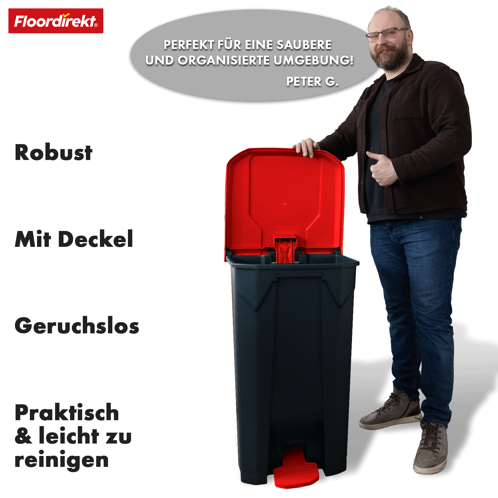 Mülleimer | Olaf | Robuster Step-On Abfalleimer | Für Haushalt, Büro & Gewerbe | Verschiedene Farben & Größen