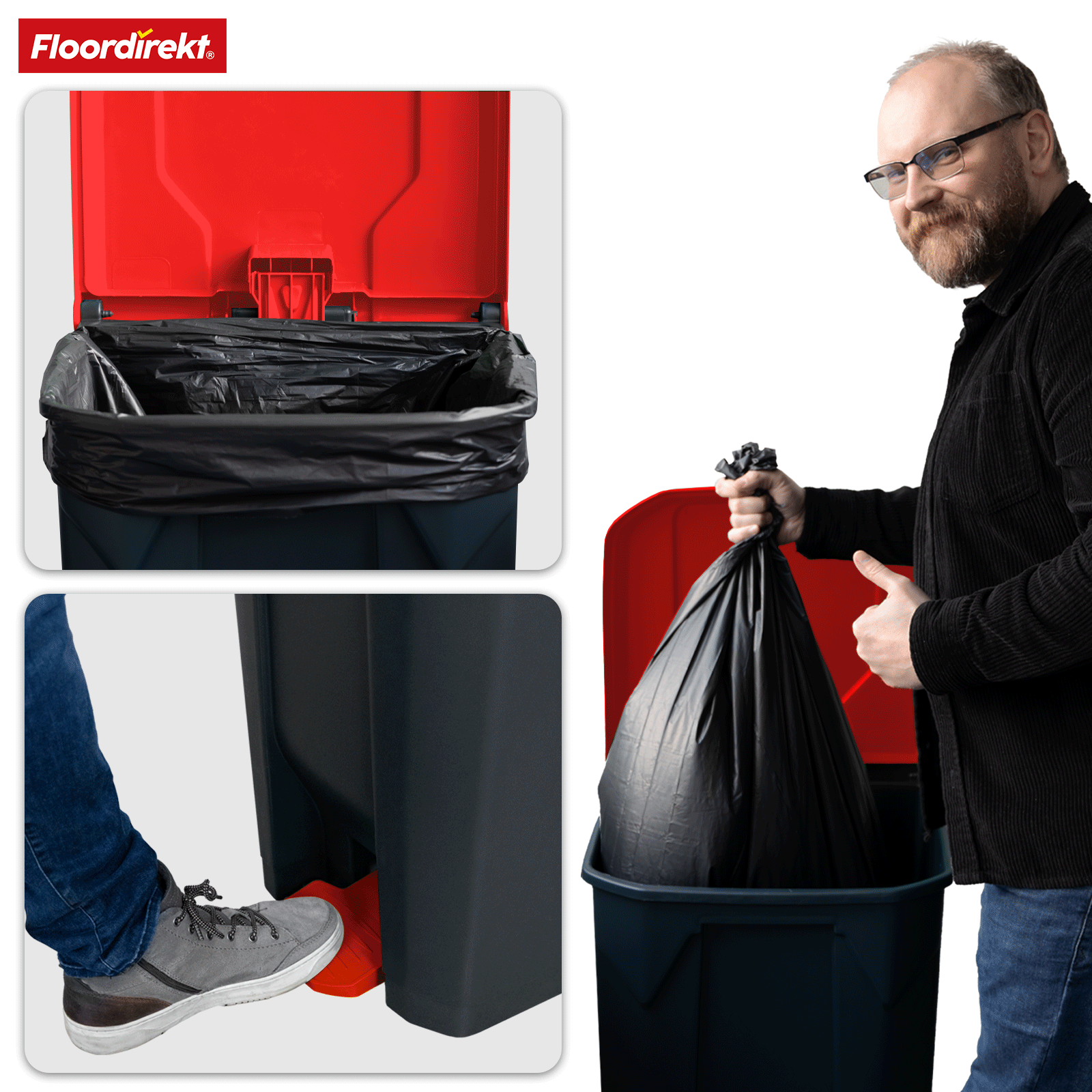 Mülleimer | Olaf | Robuster Step-On Abfalleimer | Für Haushalt, Büro & Gewerbe | Verschiedene Farben & Größen
