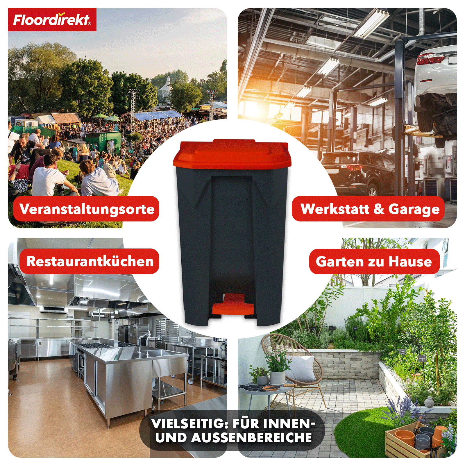 Mülleimer | Olaf | Robuster Step-On Abfalleimer | Für Haushalt, Büro & Gewerbe | Verschiedene Farben & Größen