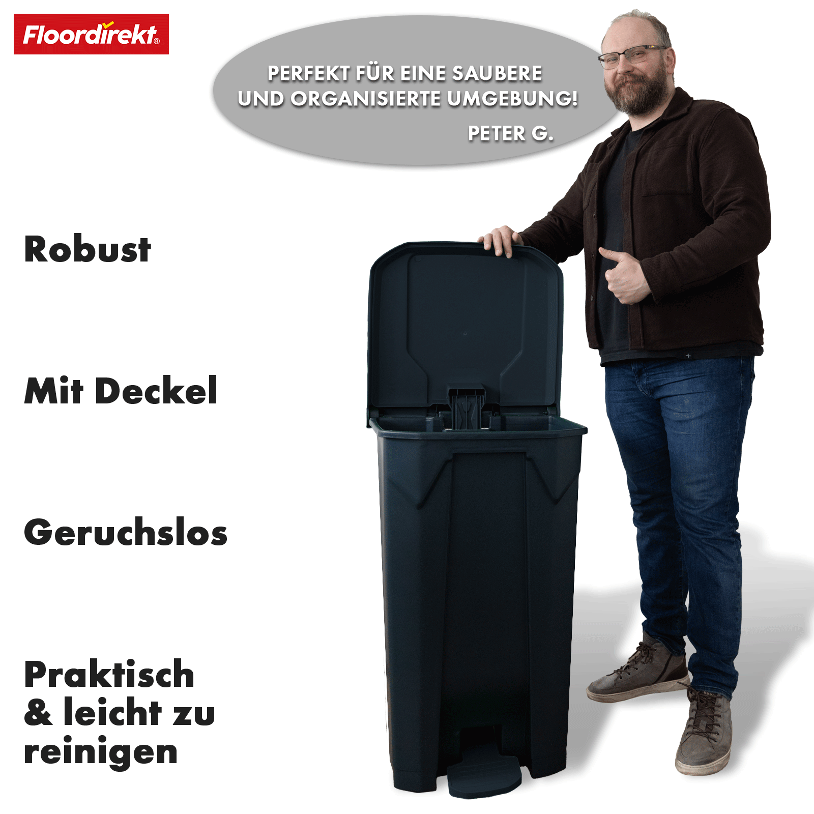 Mülleimer | Olaf | Robuster Step-On Abfalleimer | Für Haushalt, Büro & Gewerbe | Verschiedene Farben & Größen