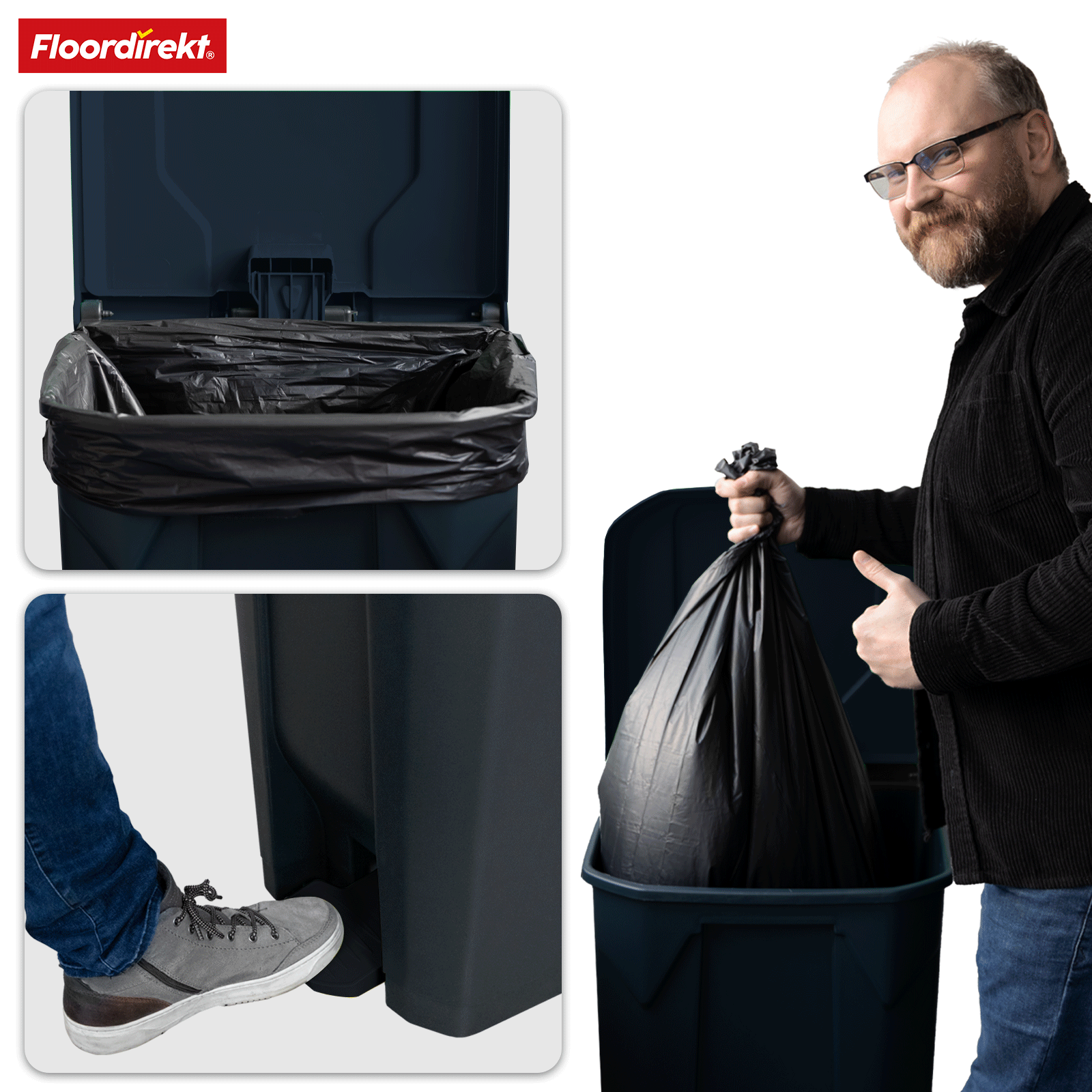 Mülleimer | Olaf | Robuster Step-On Abfalleimer | Für Haushalt, Büro & Gewerbe | Verschiedene Farben & Größen