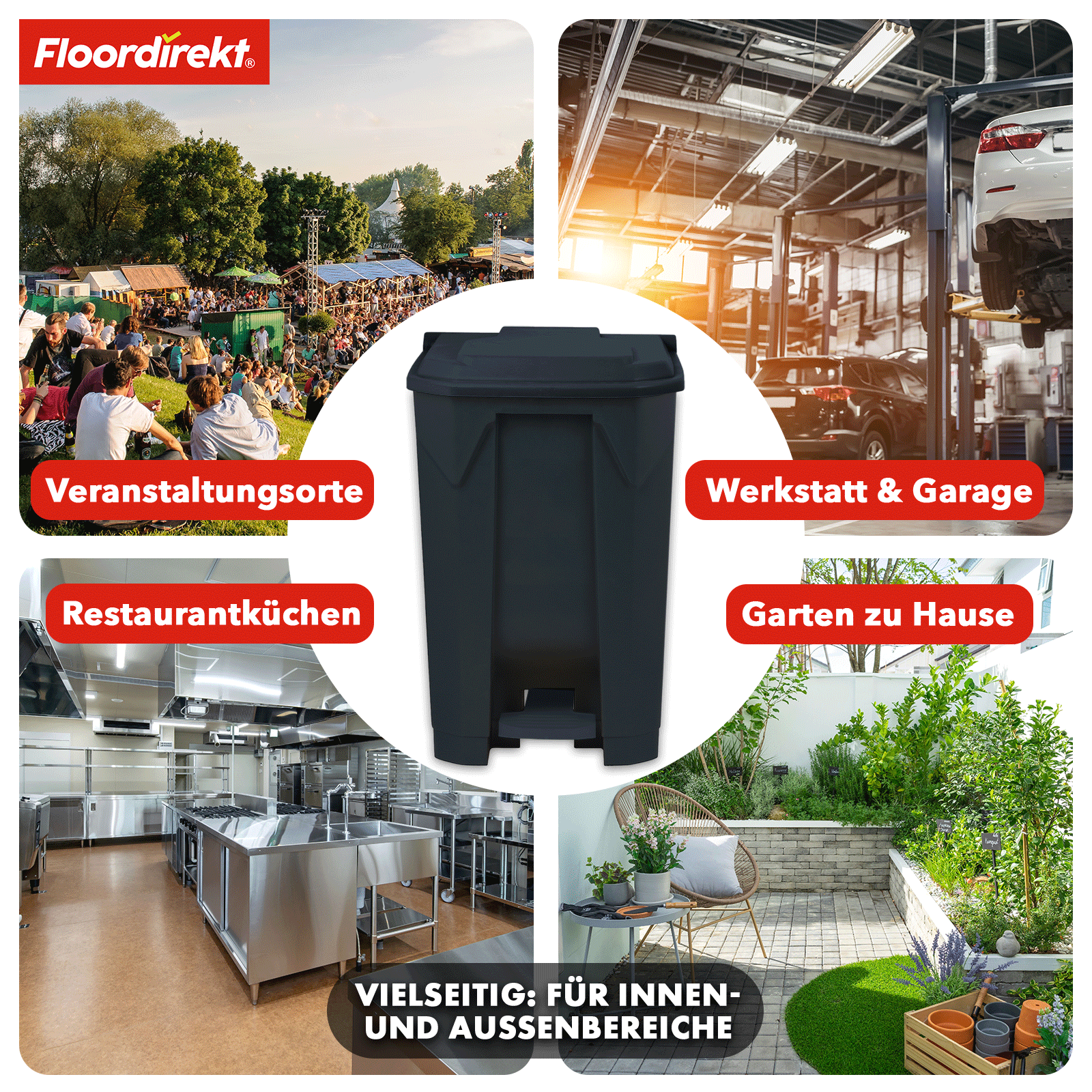 Mülleimer | Olaf | Robuster Step-On Abfalleimer | Für Haushalt, Büro & Gewerbe | Verschiedene Farben & Größen