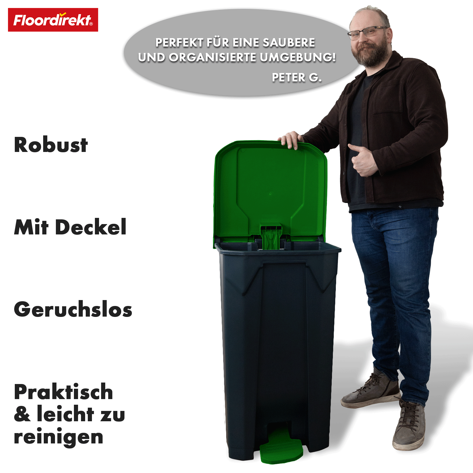 Mülleimer | Olaf | Robuster Step-On Abfalleimer | Für Haushalt, Büro & Gewerbe | Verschiedene Farben & Größen