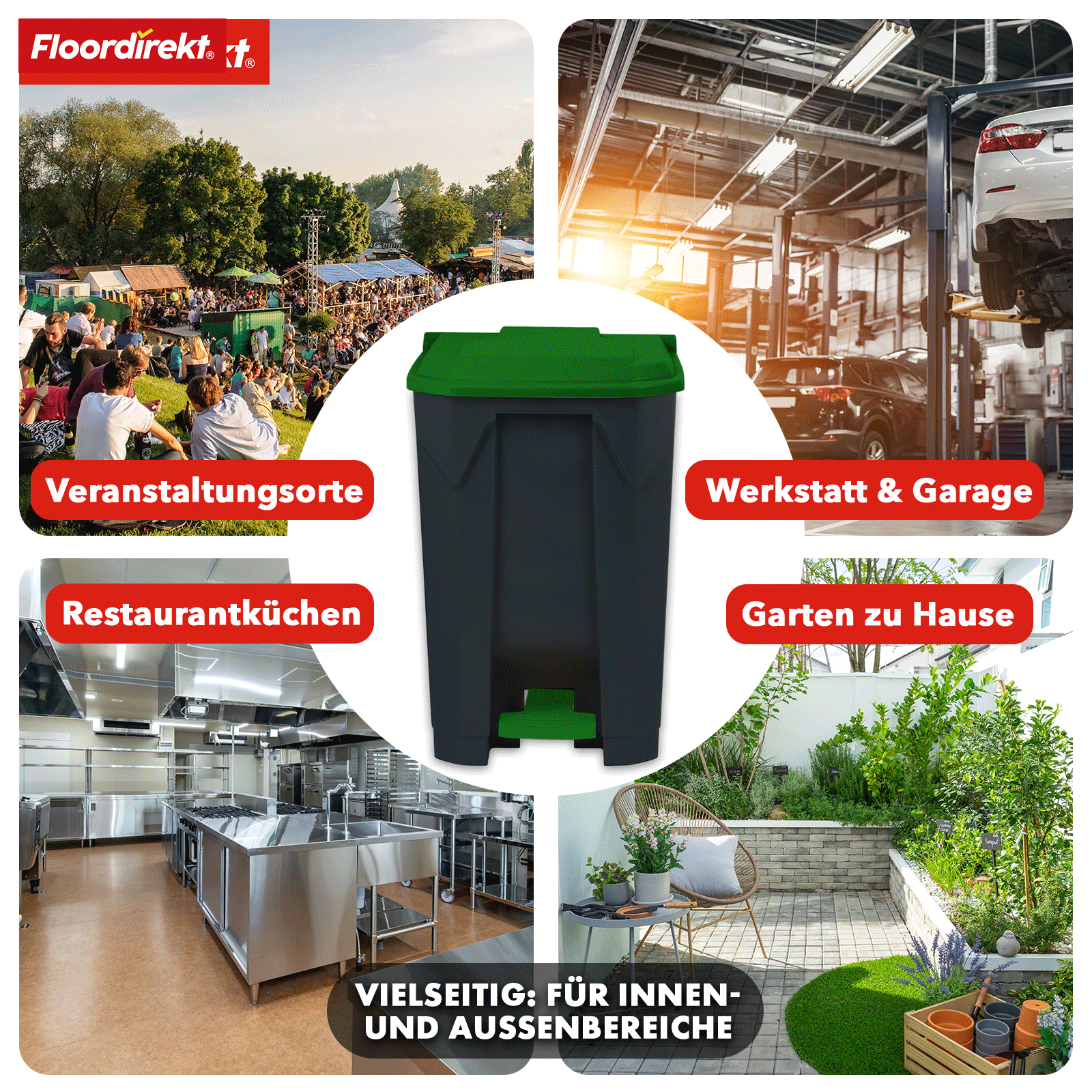 Mülleimer | Olaf | Robuster Step-On Abfalleimer | Für Haushalt, Büro & Gewerbe | Verschiedene Farben & Größen