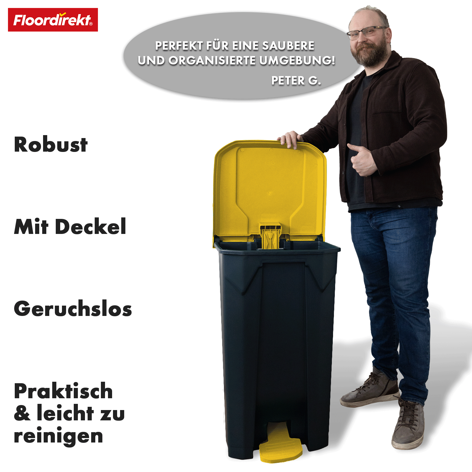 Mülleimer | Olaf | Robuster Step-On Abfalleimer | Für Haushalt, Büro & Gewerbe | Verschiedene Farben & Größen