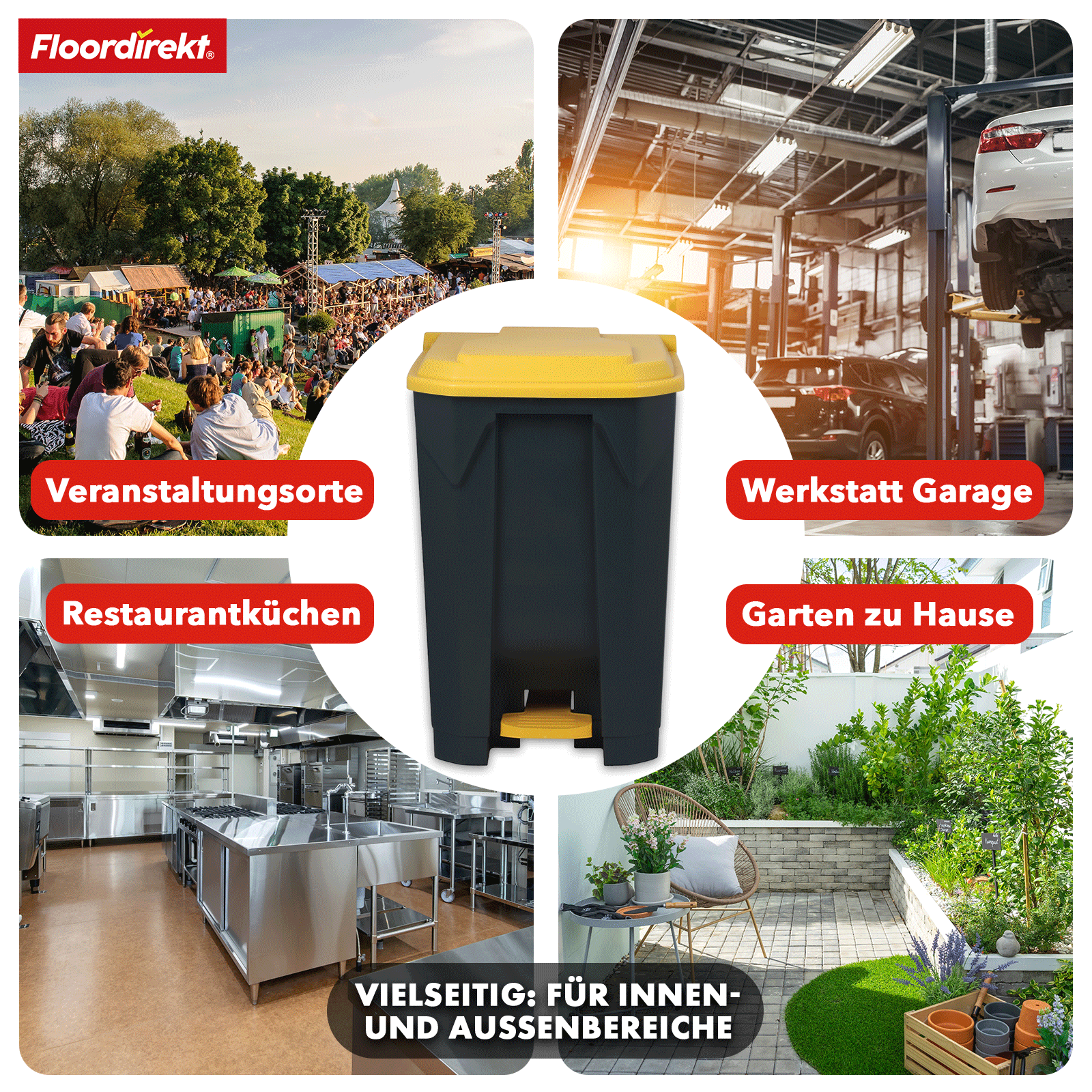 Mülleimer | Olaf | Robuster Step-On Abfalleimer | Für Haushalt, Büro & Gewerbe | Verschiedene Farben & Größen