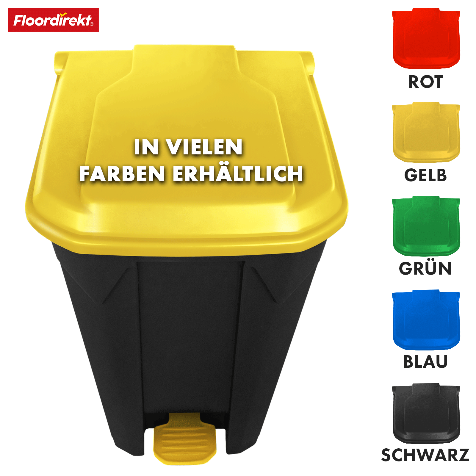 Mülleimer | Olaf | Robuster Step-On Abfalleimer | Für Haushalt, Büro & Gewerbe | Verschiedene Farben & Größen