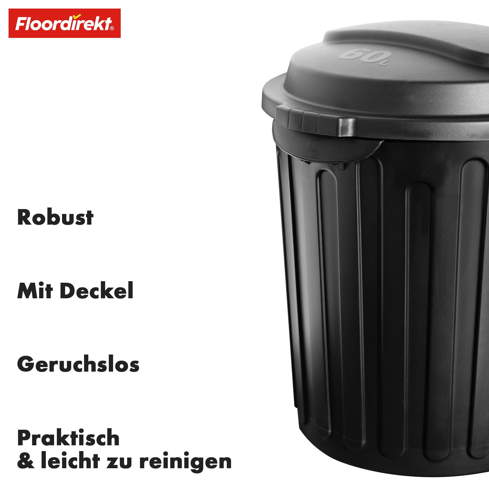 Mülleimer | Robin | 60L Abfalleimer mit Deckel | Geruchsdicht, Hygienisch & Leicht zu Reinigen