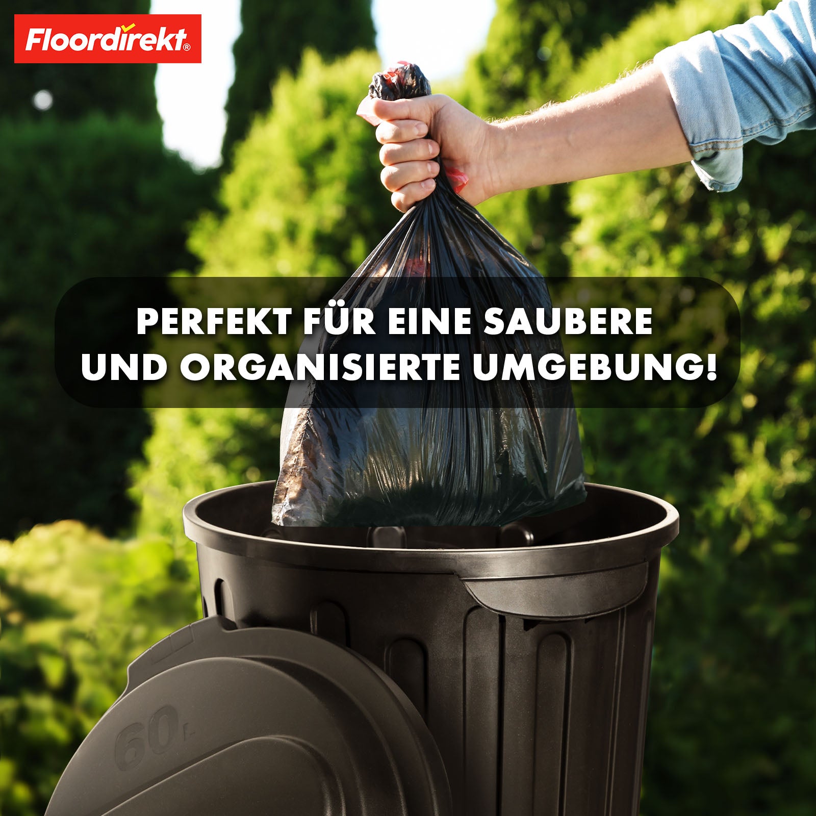 Mülleimer | Robin | 60L Abfalleimer mit Deckel | Geruchsdicht, Hygienisch & Leicht zu Reinigen