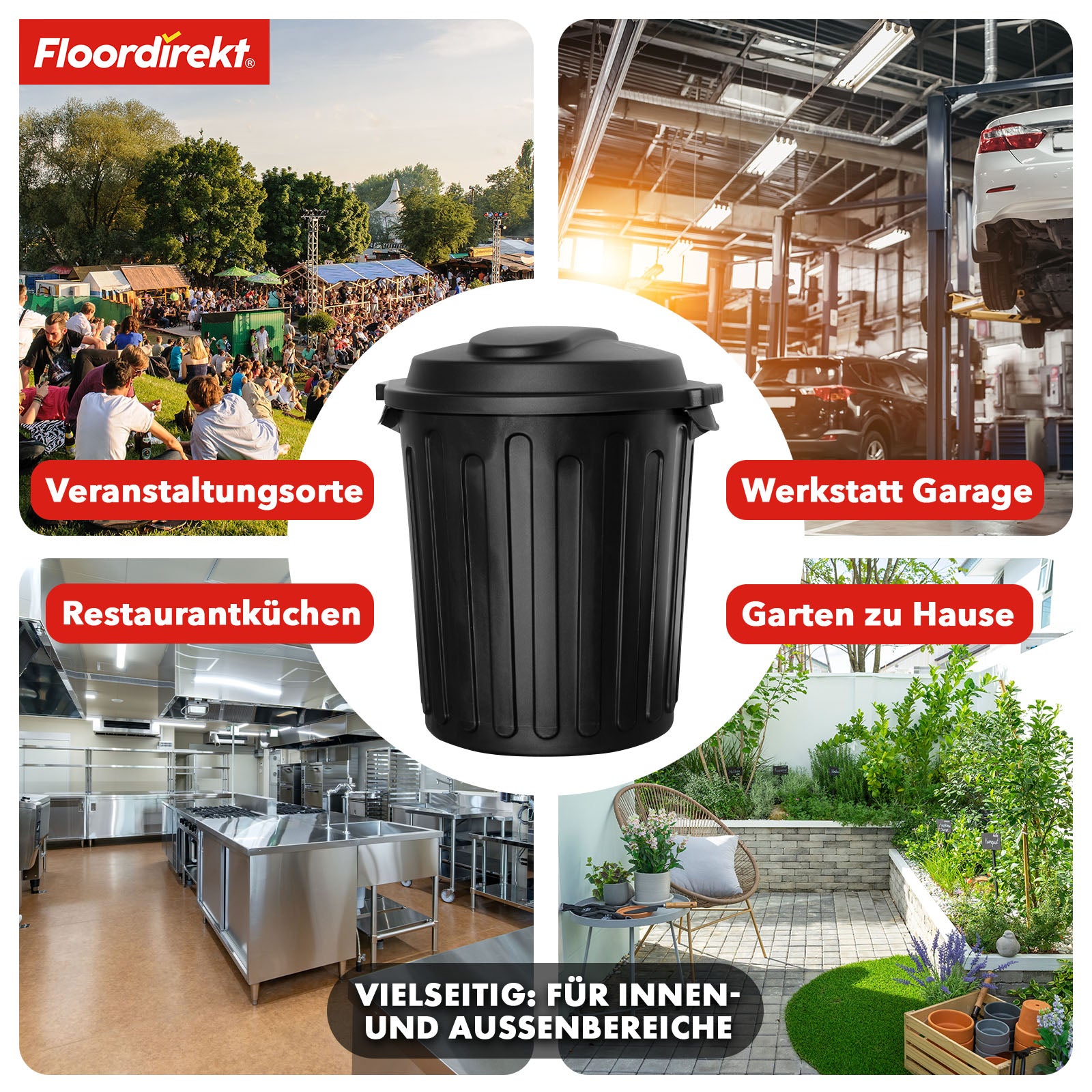 Mülleimer | Robin | 60L Abfalleimer mit Deckel | Geruchsdicht, Hygienisch & Leicht zu Reinigen