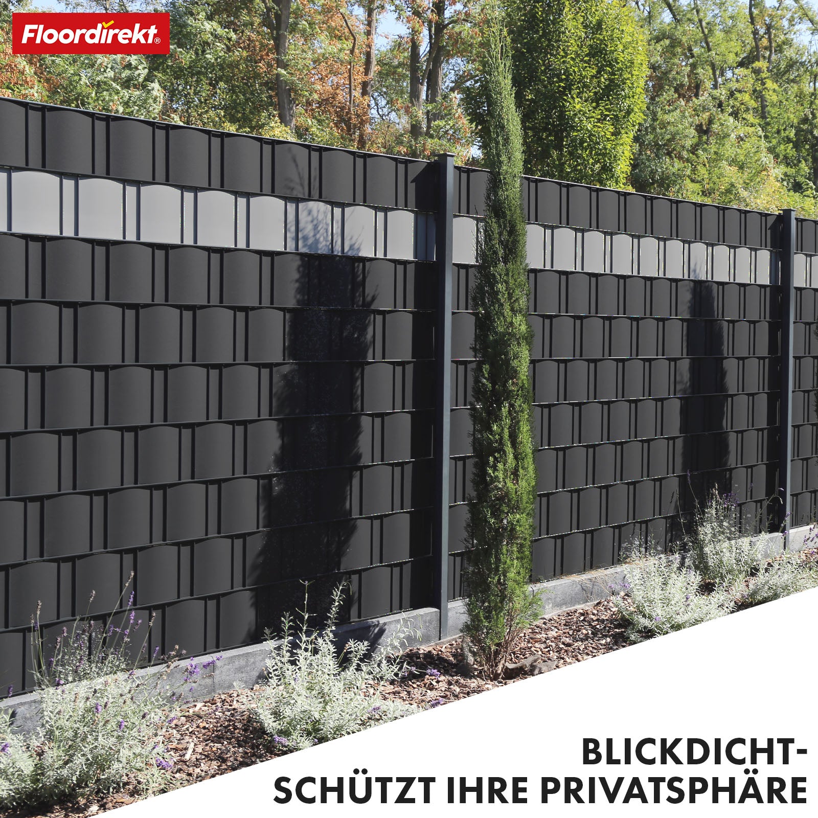 PVC-Sichtschutzstreifen | Für Gittermatten-Zäune | 3 Farben + 4 Designs