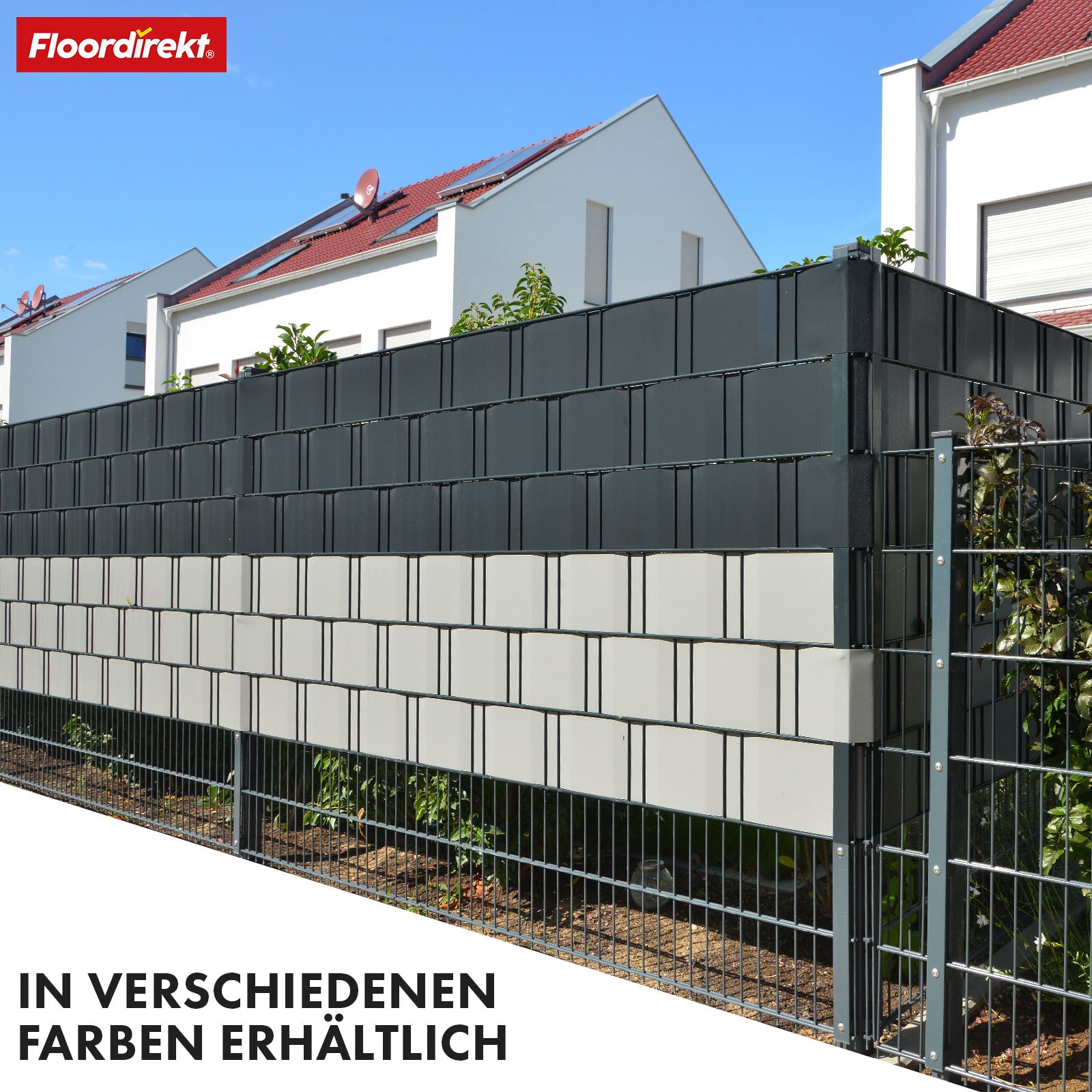PVC-Sichtschutzstreifen | Für Gittermatten-Zäune | 3 Farben + 4 Designs