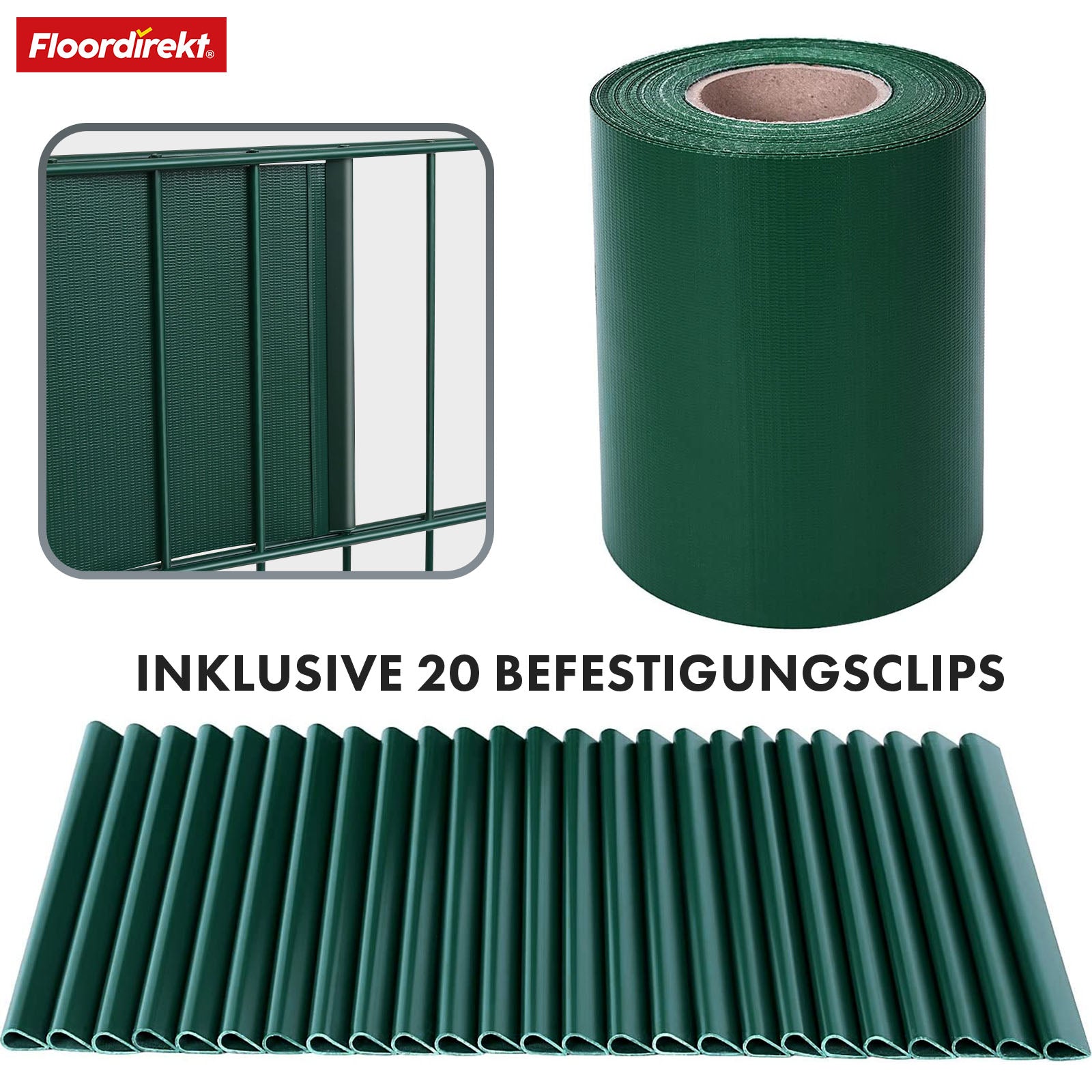 PVC-Sichtschutzstreifen | Für Gittermatten-Zäune | 3 Farben + 4 Designs