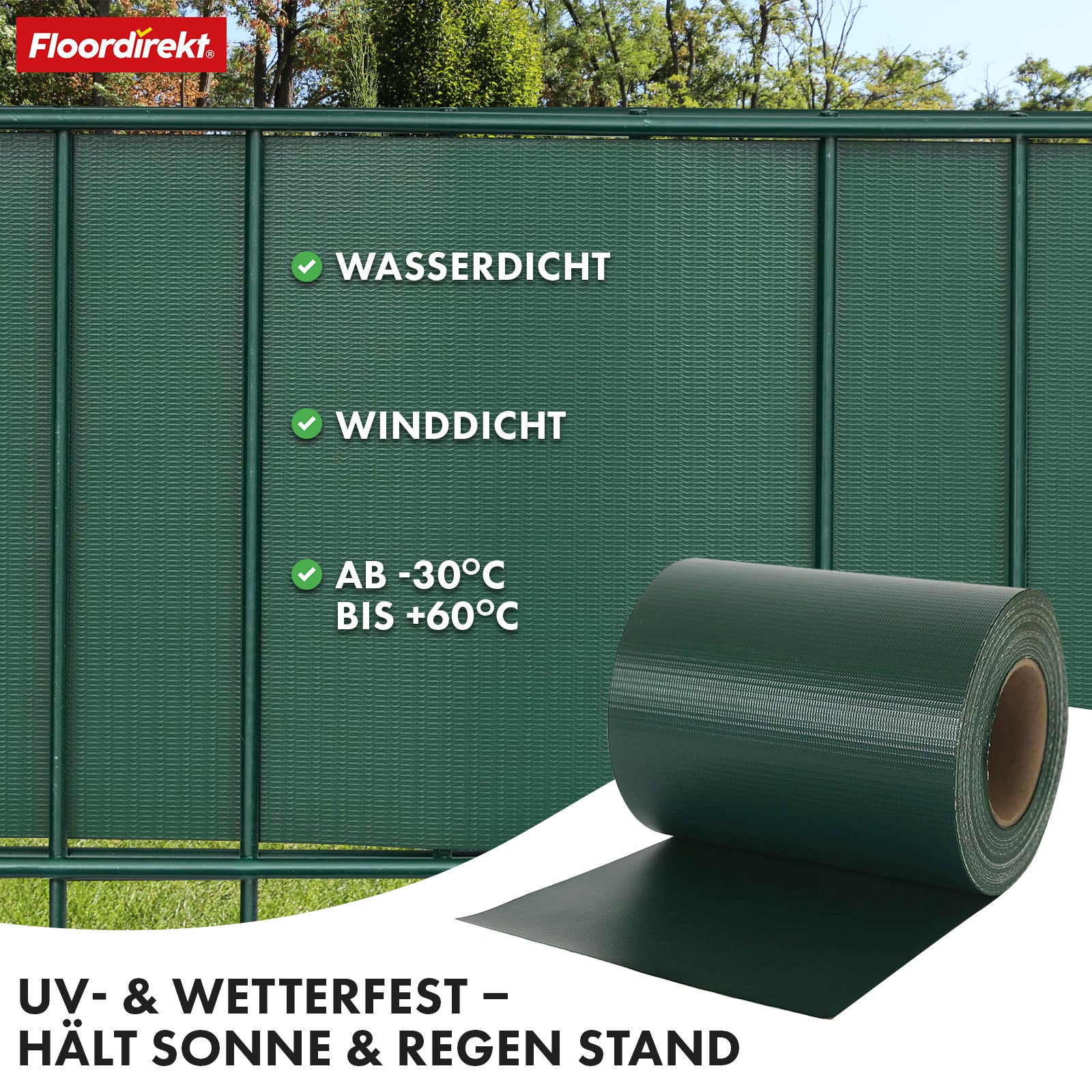 PVC-Sichtschutzstreifen | Für Gittermatten-Zäune | 3 Farben + 4 Designs