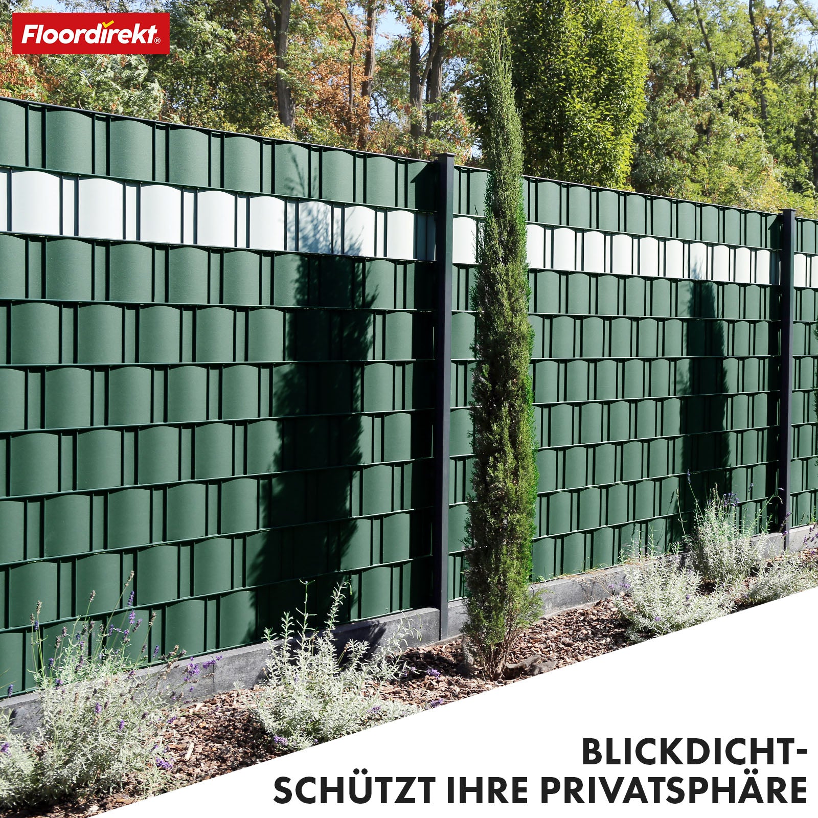 PVC-Sichtschutzstreifen | Für Gittermatten-Zäune | 3 Farben + 4 Designs