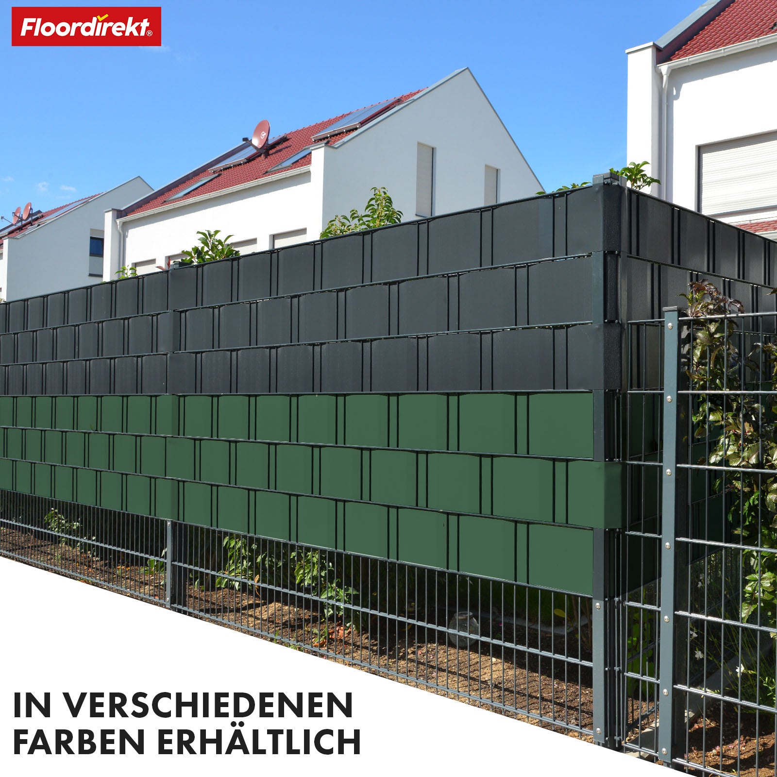 PVC-Sichtschutzstreifen | Für Gittermatten-Zäune | 3 Farben + 4 Designs