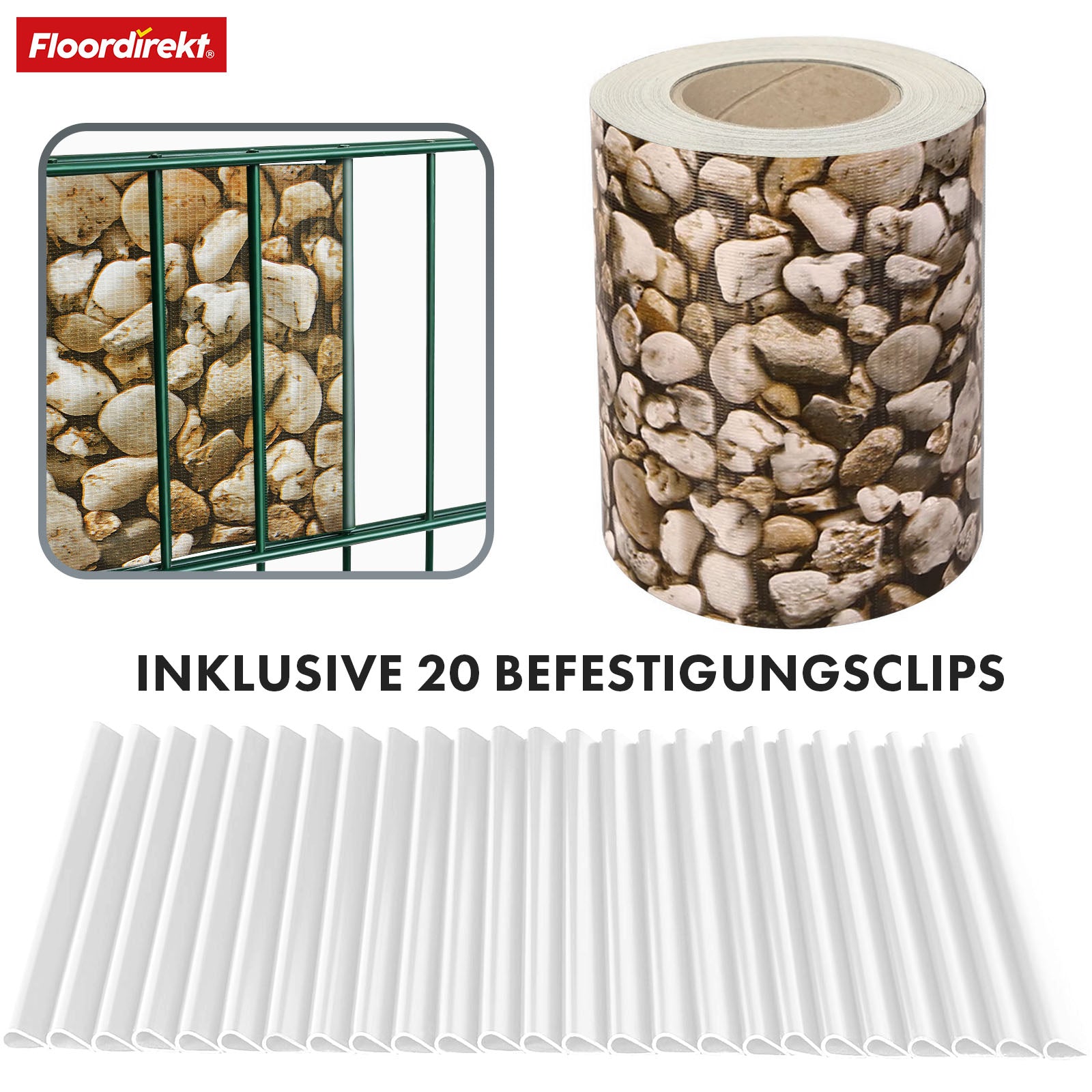 PVC-Sichtschutzstreifen | Für Gittermatten-Zäune | 3 Farben + 4 Designs