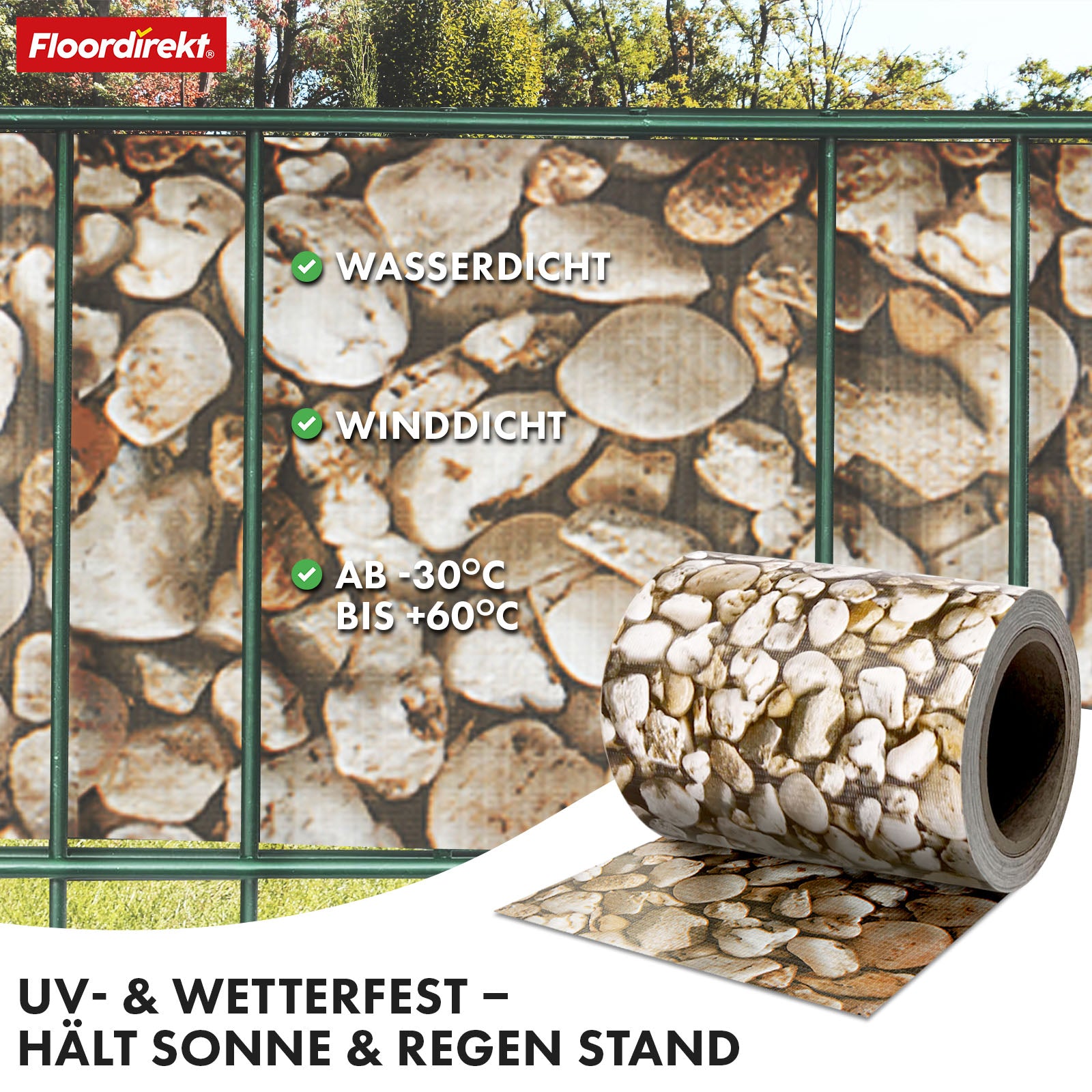 PVC-Sichtschutzstreifen | Für Gittermatten-Zäune | 3 Farben + 4 Designs