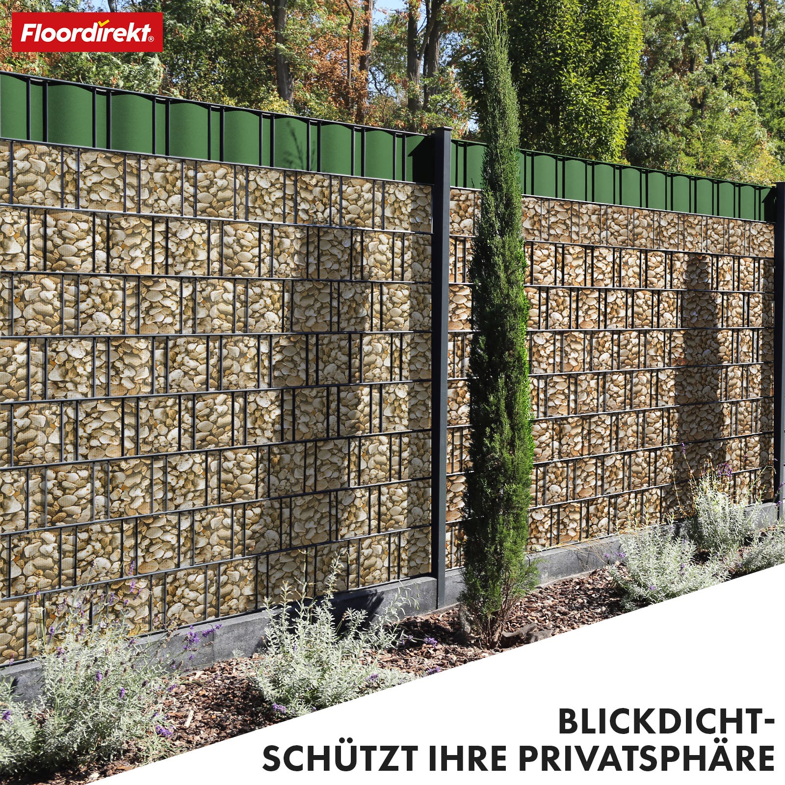 PVC-Sichtschutzstreifen | Für Gittermatten-Zäune | 3 Farben + 4 Designs