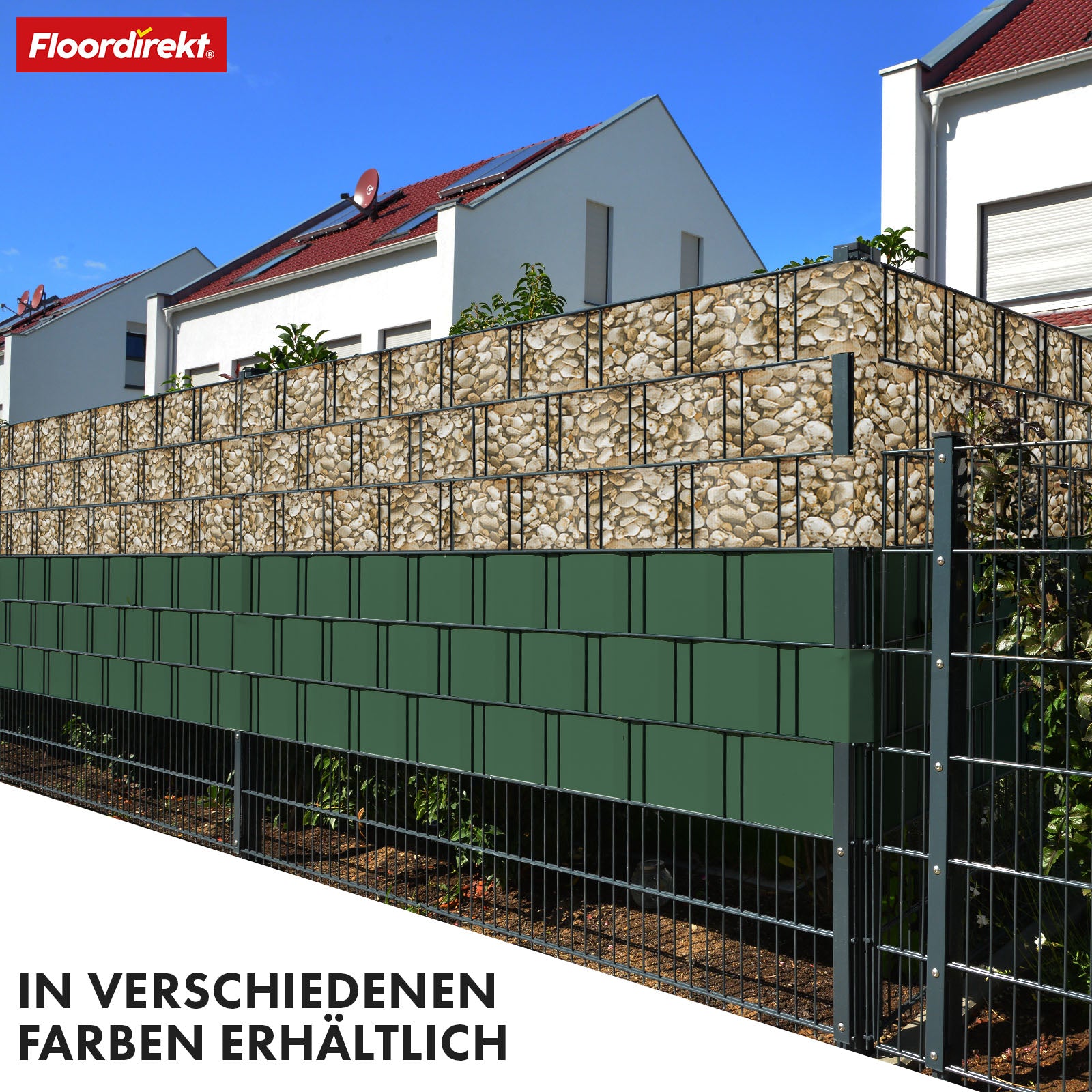 PVC-Sichtschutzstreifen | Für Gittermatten-Zäune | 3 Farben + 4 Designs