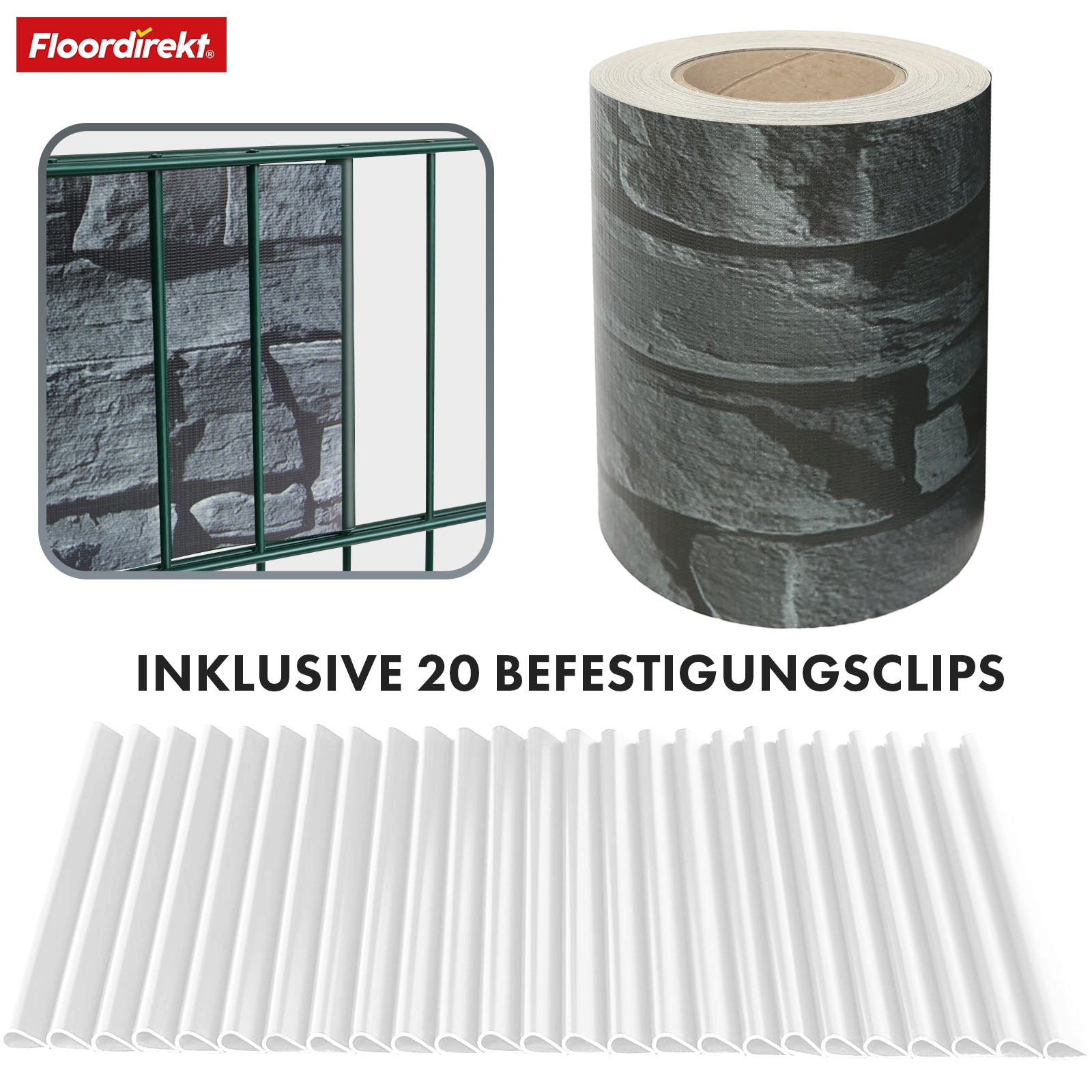 PVC-Sichtschutzstreifen | Für Gittermatten-Zäune | 3 Farben + 4 Designs