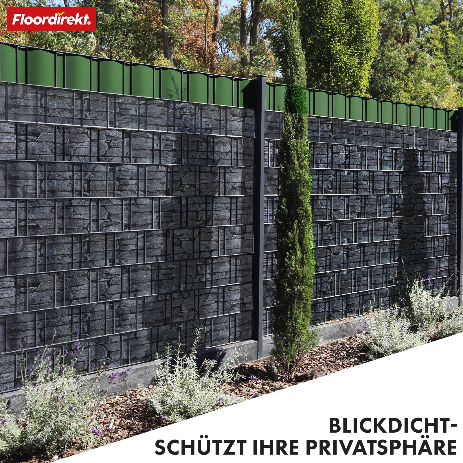 PVC-Sichtschutzstreifen | Für Gittermatten-Zäune | 3 Farben + 4 Designs